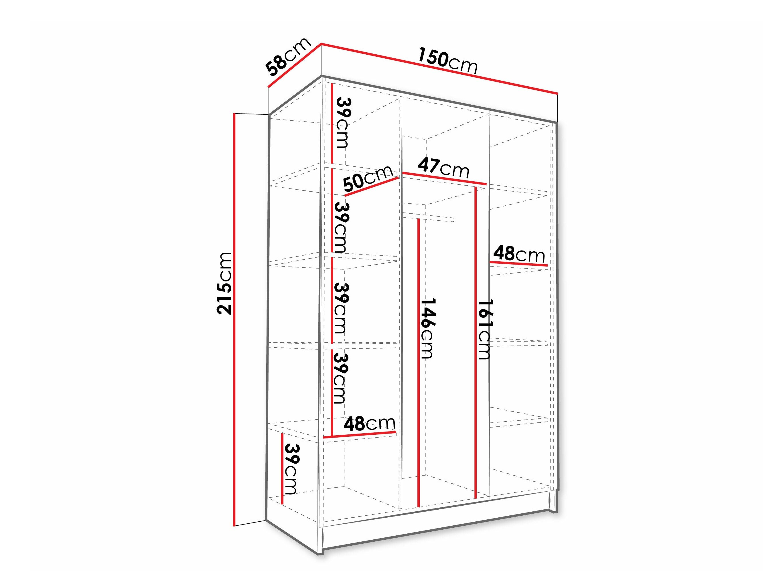 Garderobeskab Closico 198 (Glansfuld hvid + Gylden)