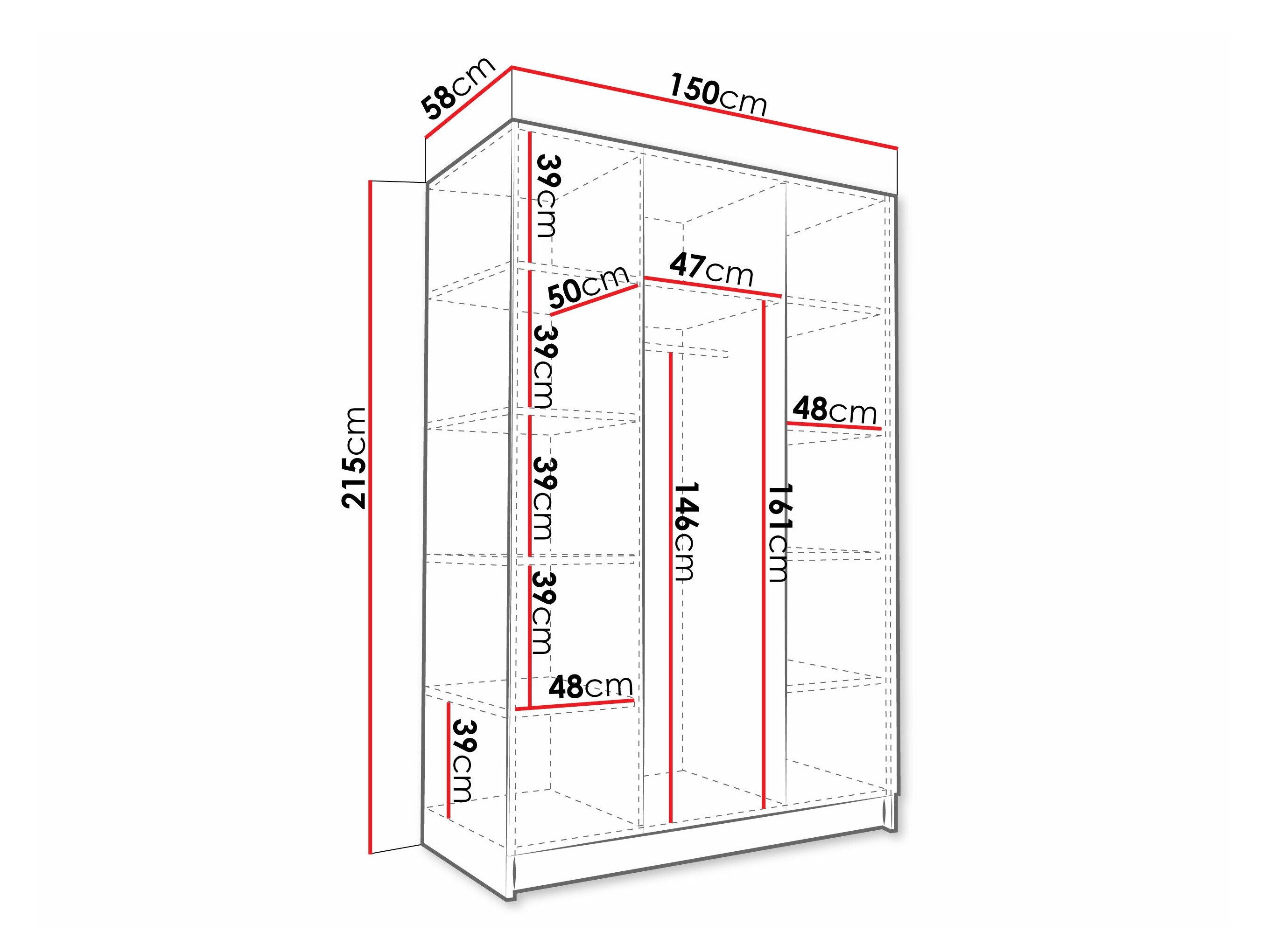 Garderobeskab Closico 198 (Hvid + Gylden)