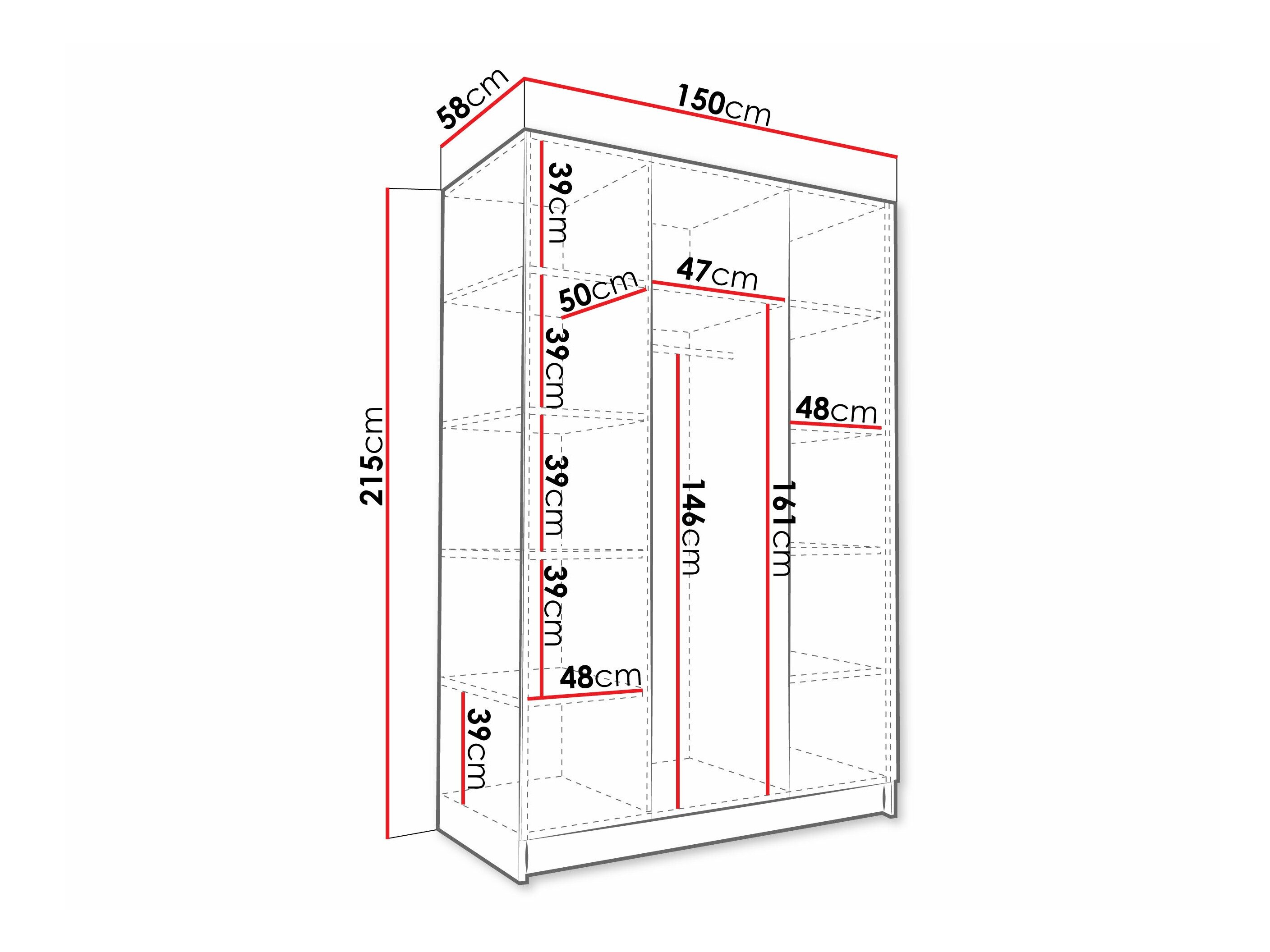 Garderobeskab Closico 198 (Lyst træ + Sort)