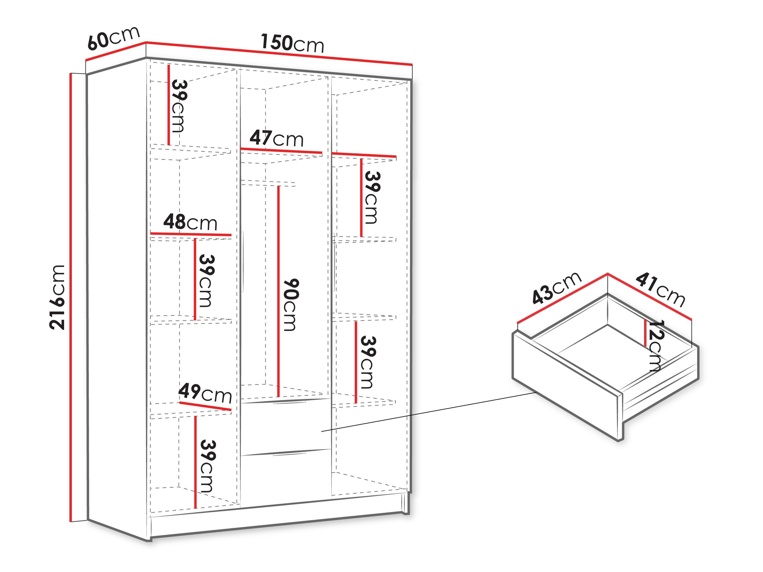 Garderobeskab Closico Calvron I (Egetræ)