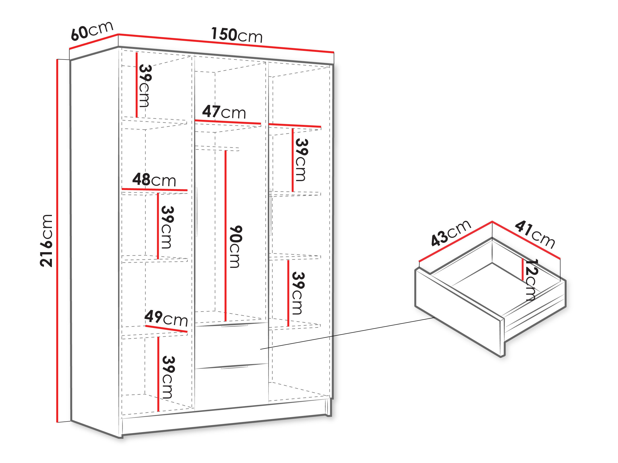 Garderobeskab Closico Calvron I (Kashmir)