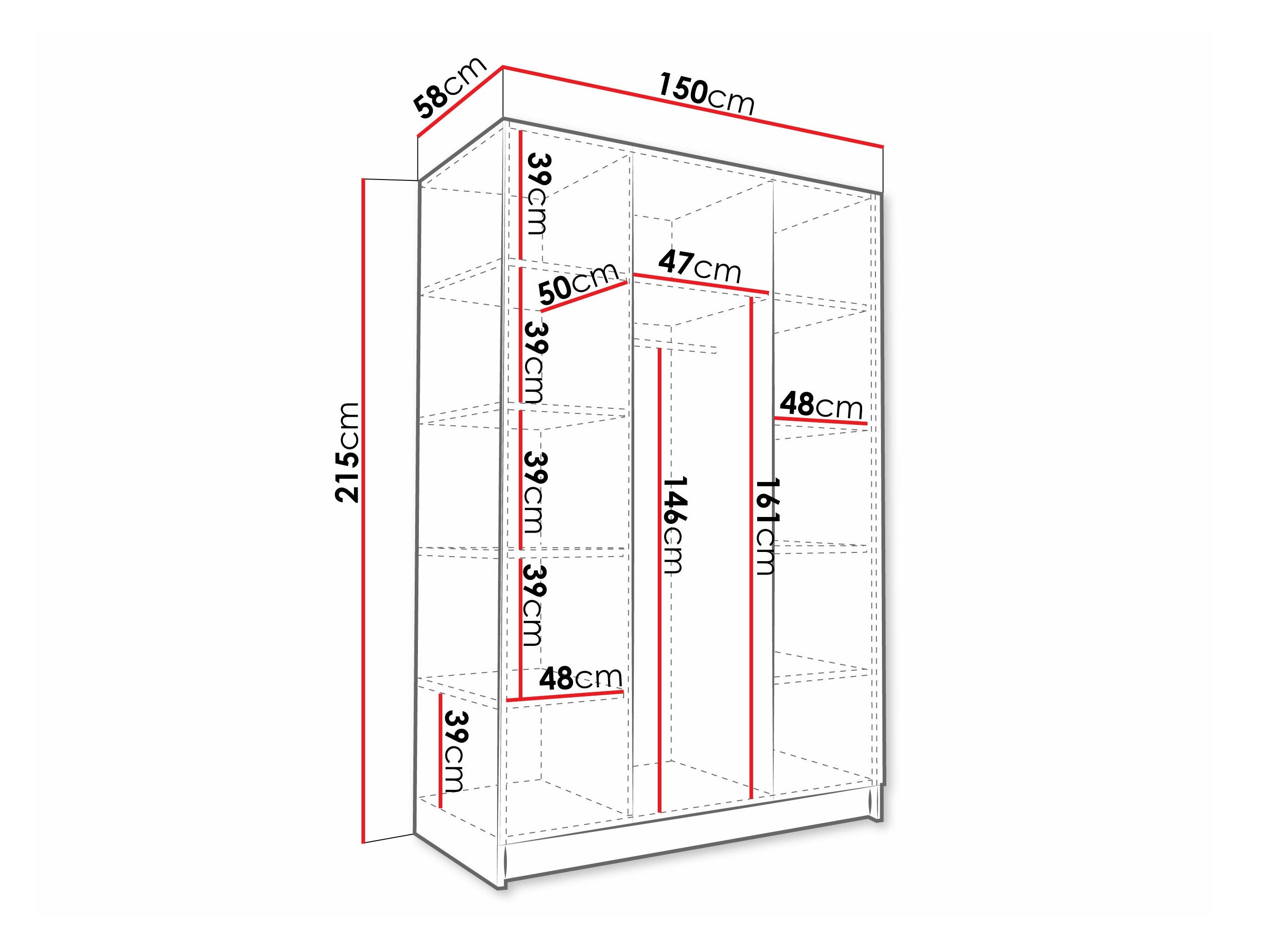 Garderobeskab Closico Decoron I (Hvid + Sort)
