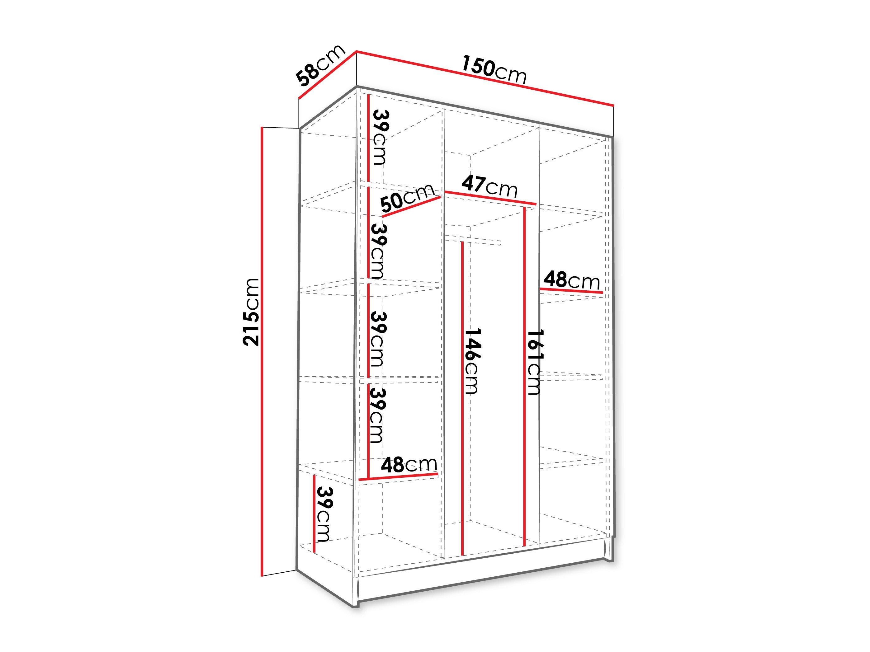 Garderobeskab Closico Decoron I (Valnød + Sort)