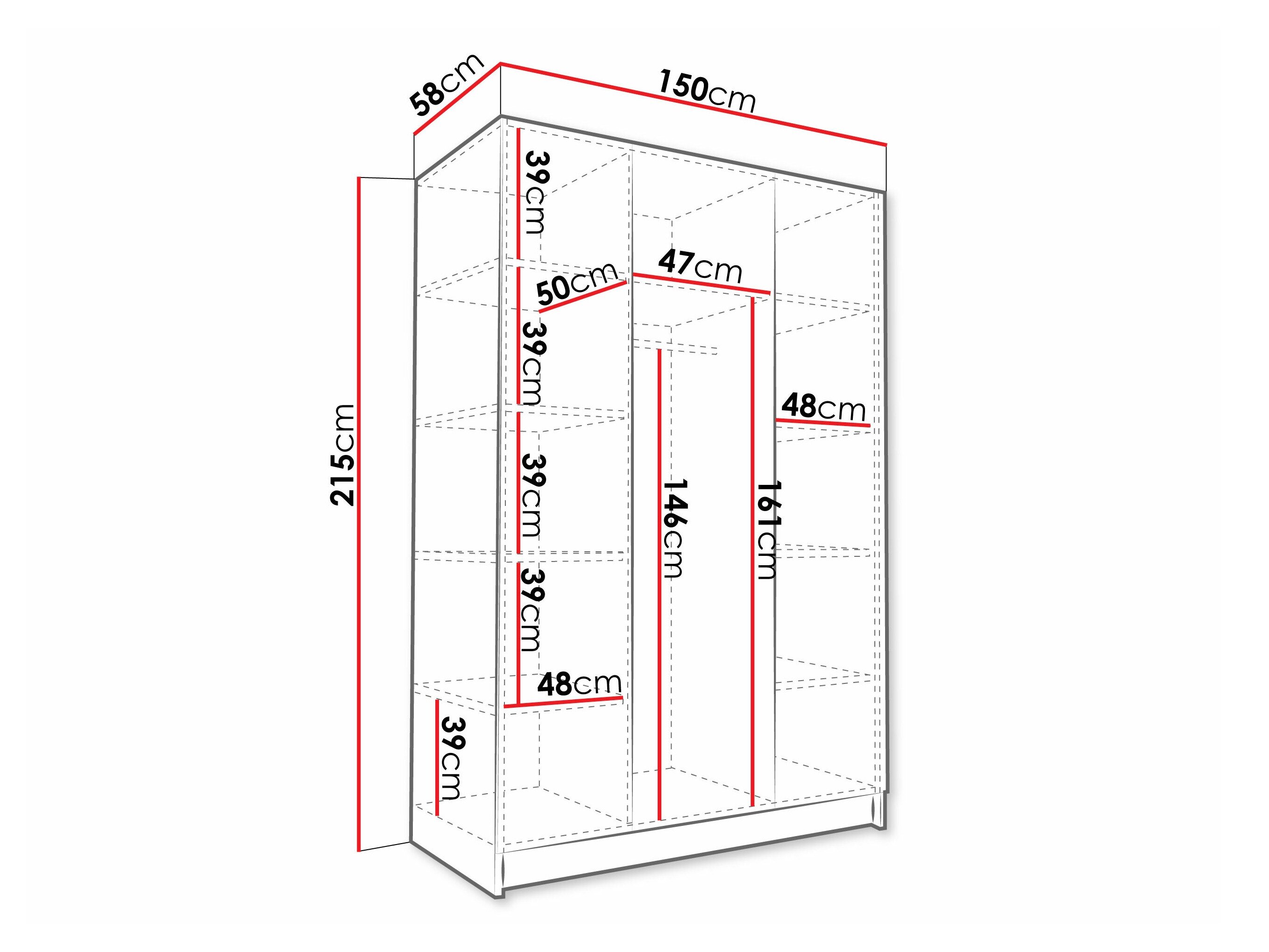 Garderobeskab Closico Decoron II (Lyst træ + Sort)