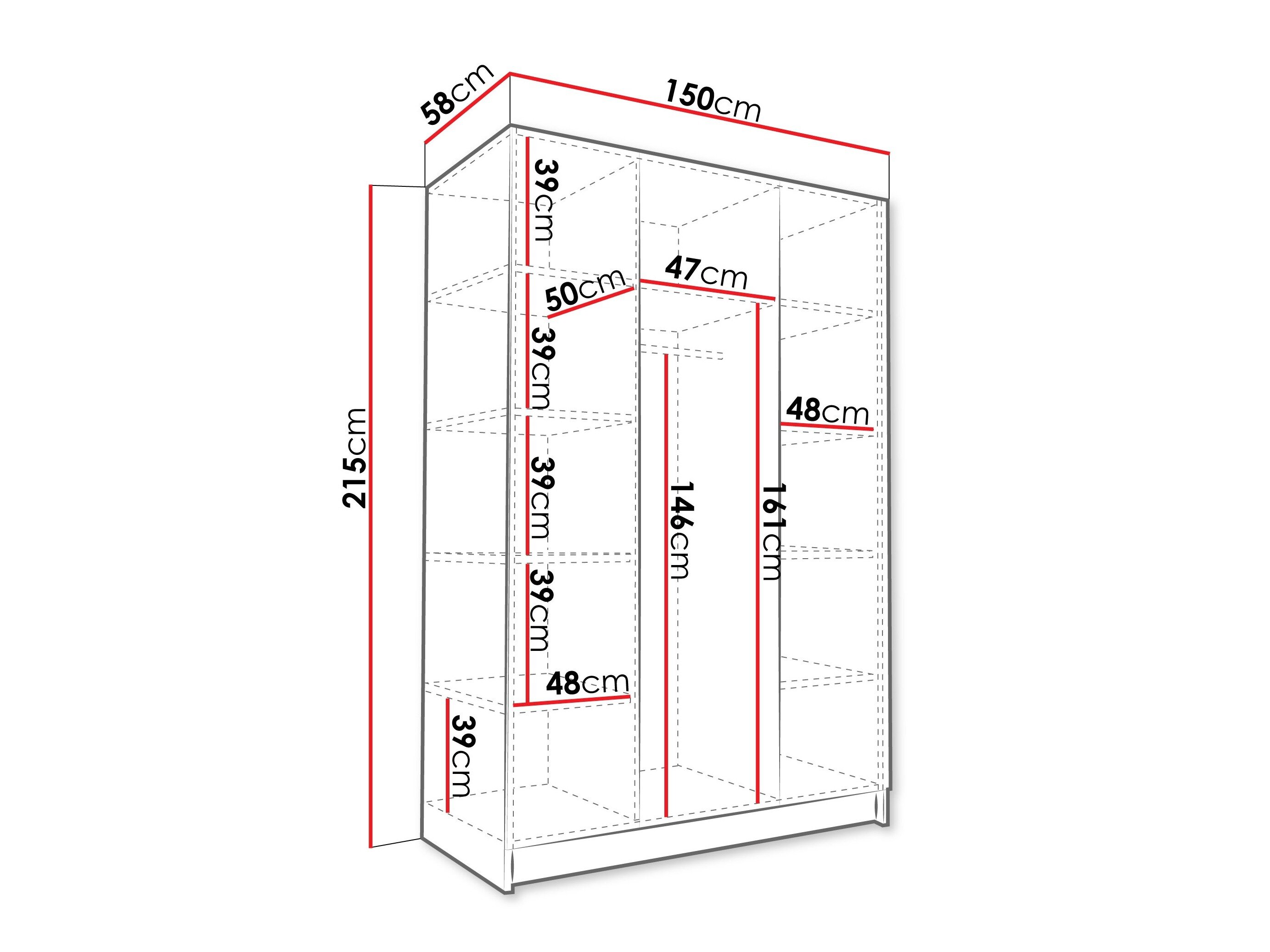 Garderobeskab Closico Decoron II (Valnød + Sort)