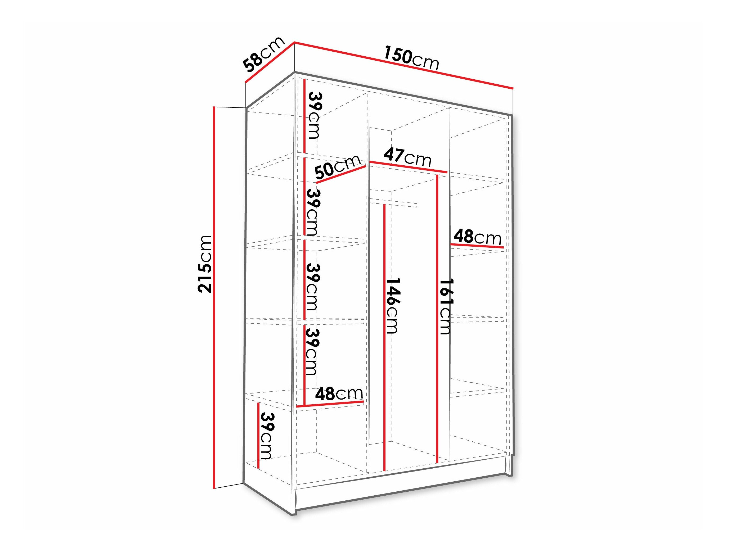 Garderobeskab Closico Decoron III (Hvid + Gylden)