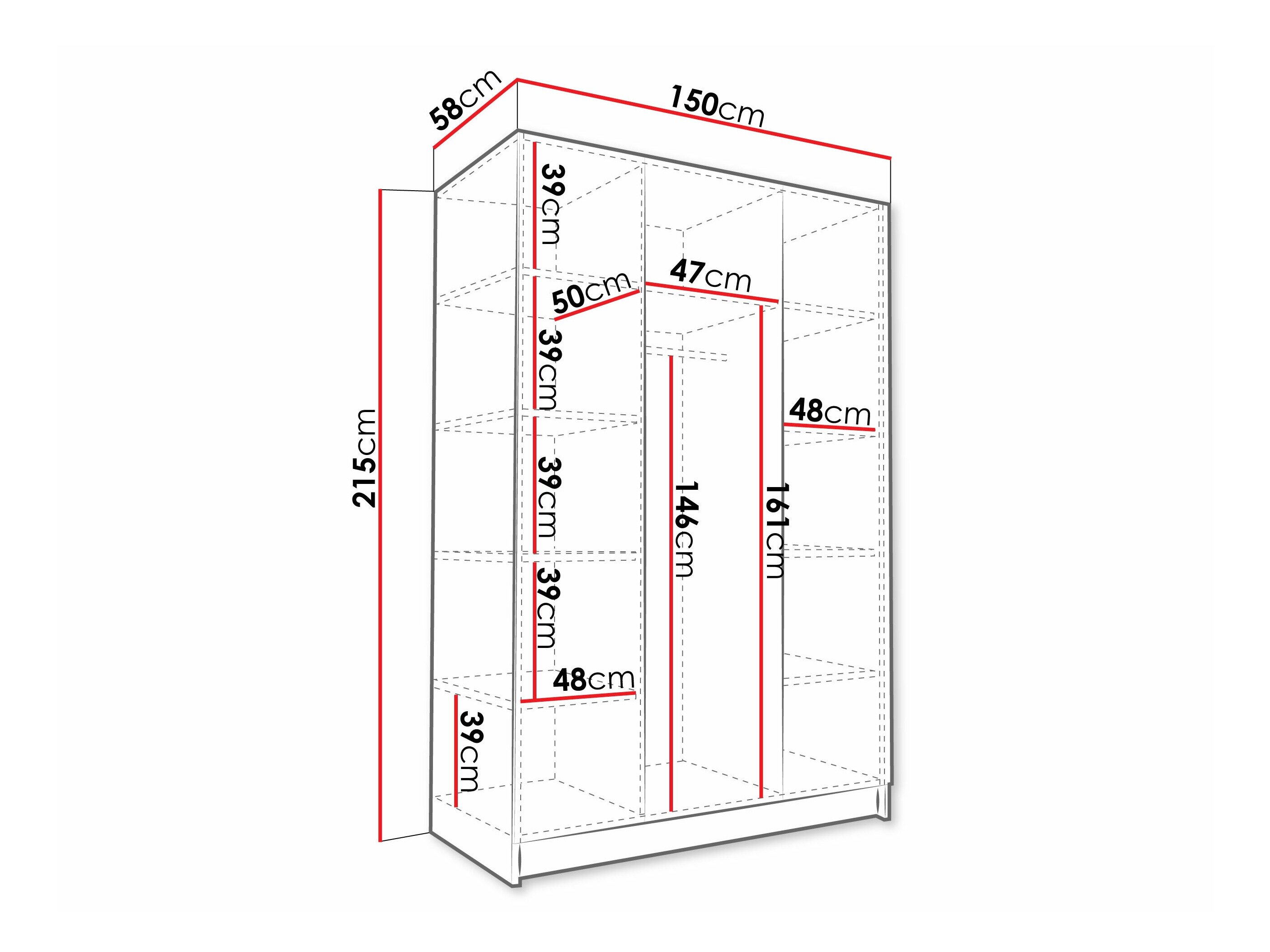 Garderobeskab Closico Decoron III (Kashmir + Sort)