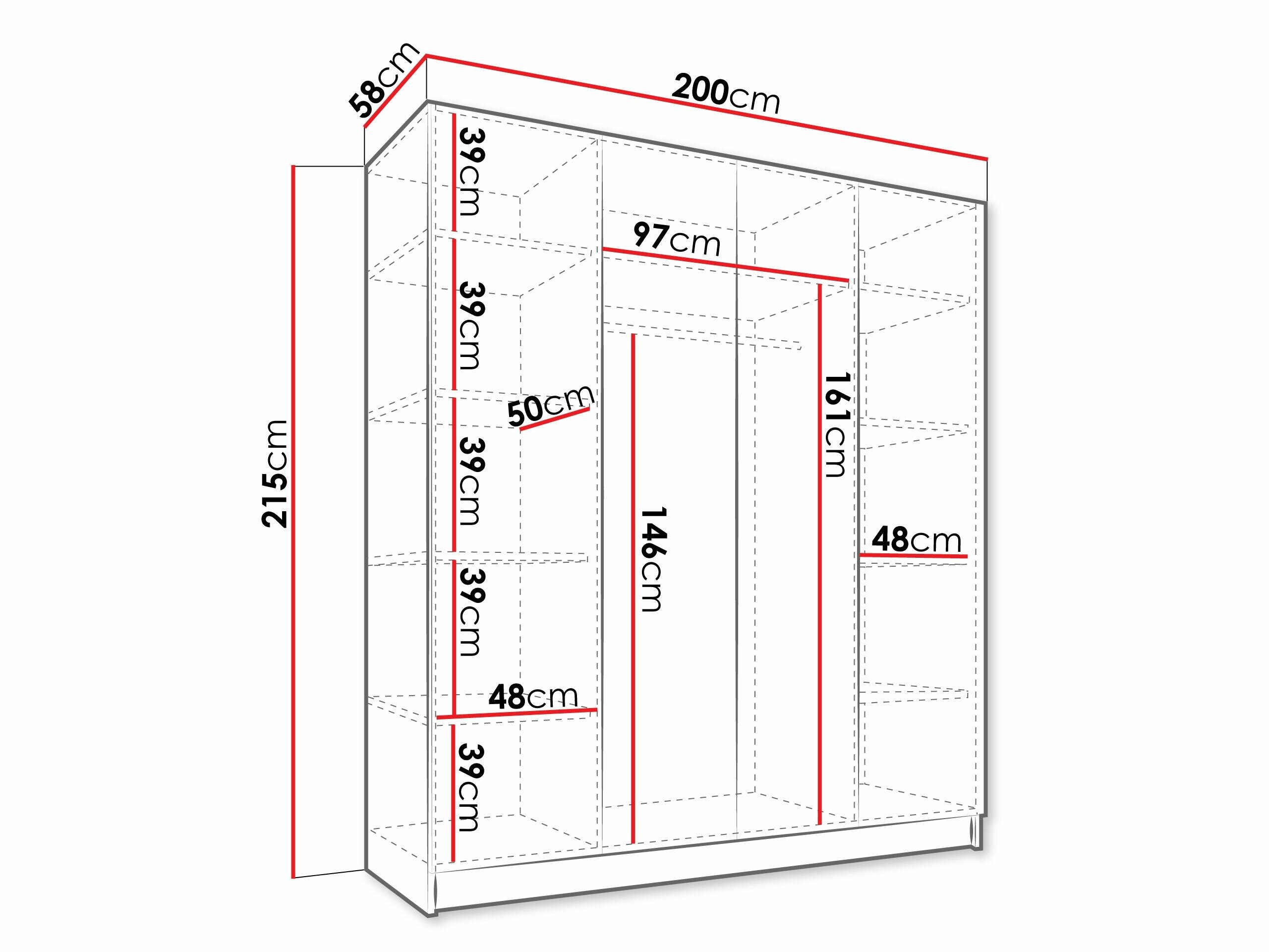 Garderobeskab Closico Navor II (Lyst træ + Sort)
