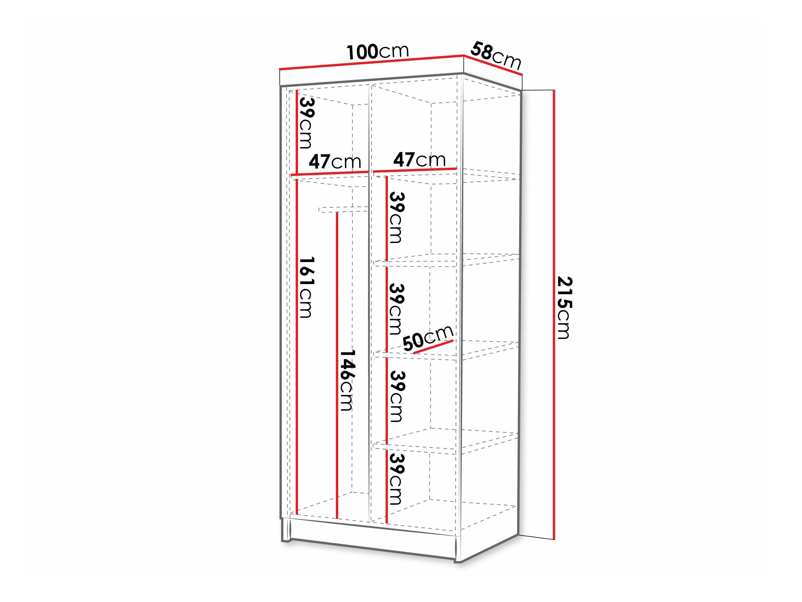 Garderobeskab Closico Staton III (Sort + Gylden)