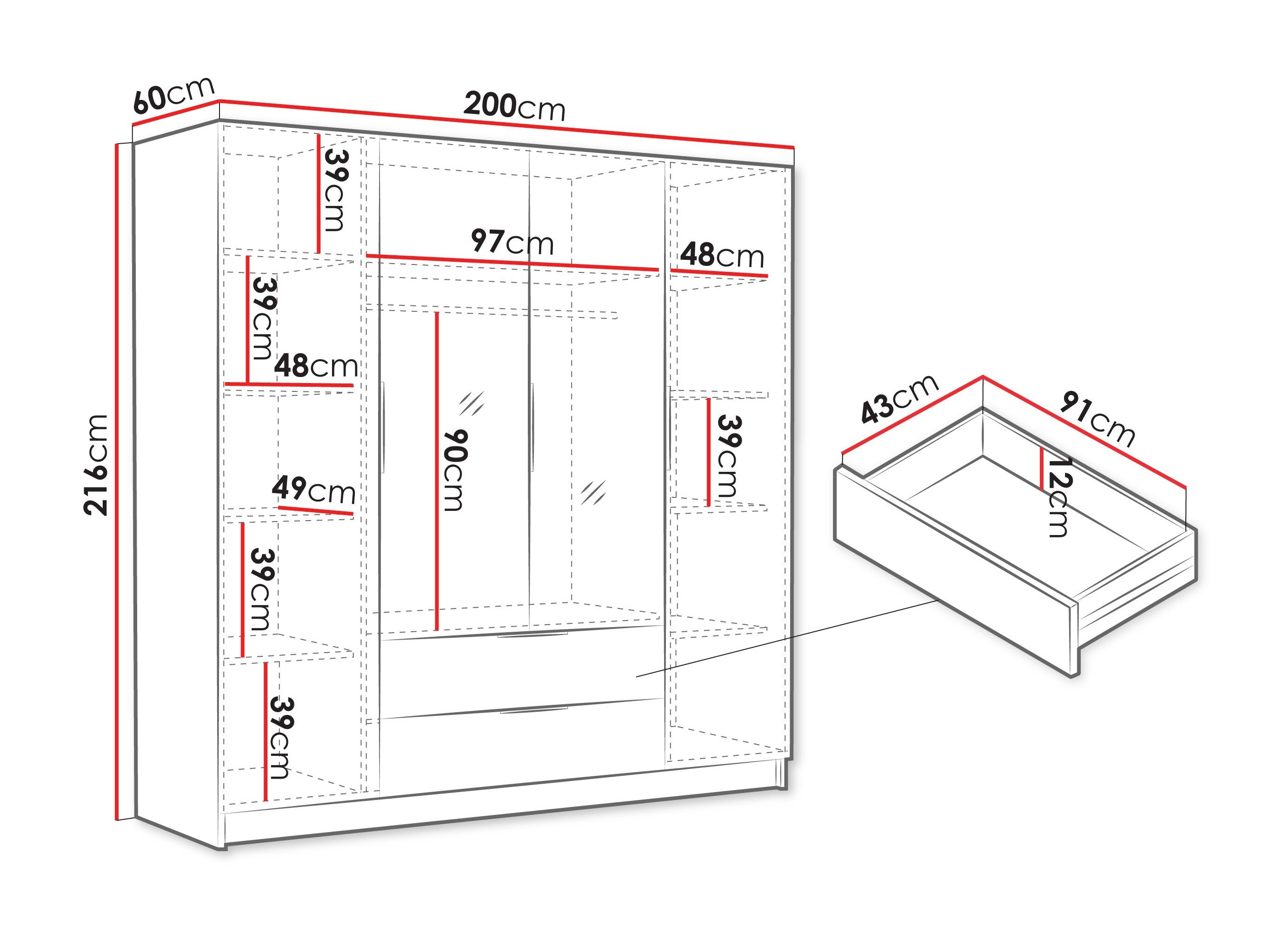Garderobeskab Closico 201 (Sort)