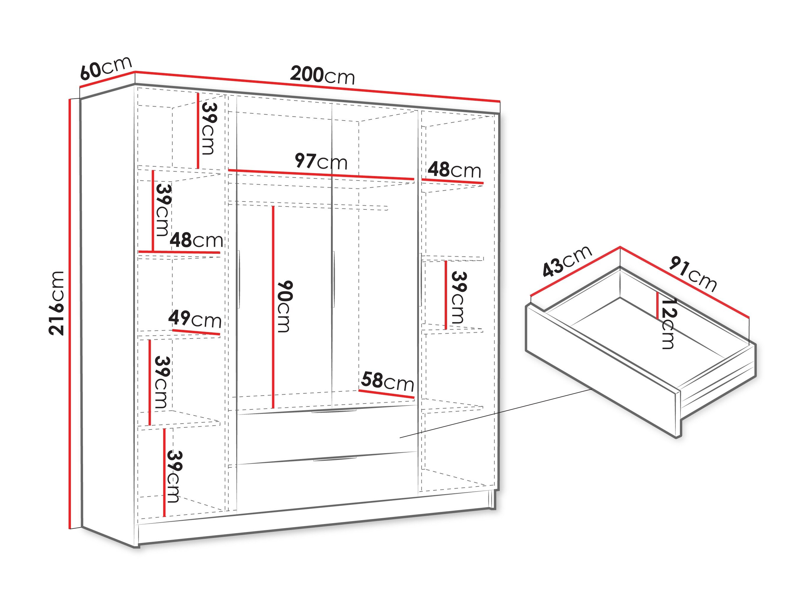 Garderobeskab Closico 202 (Sort)