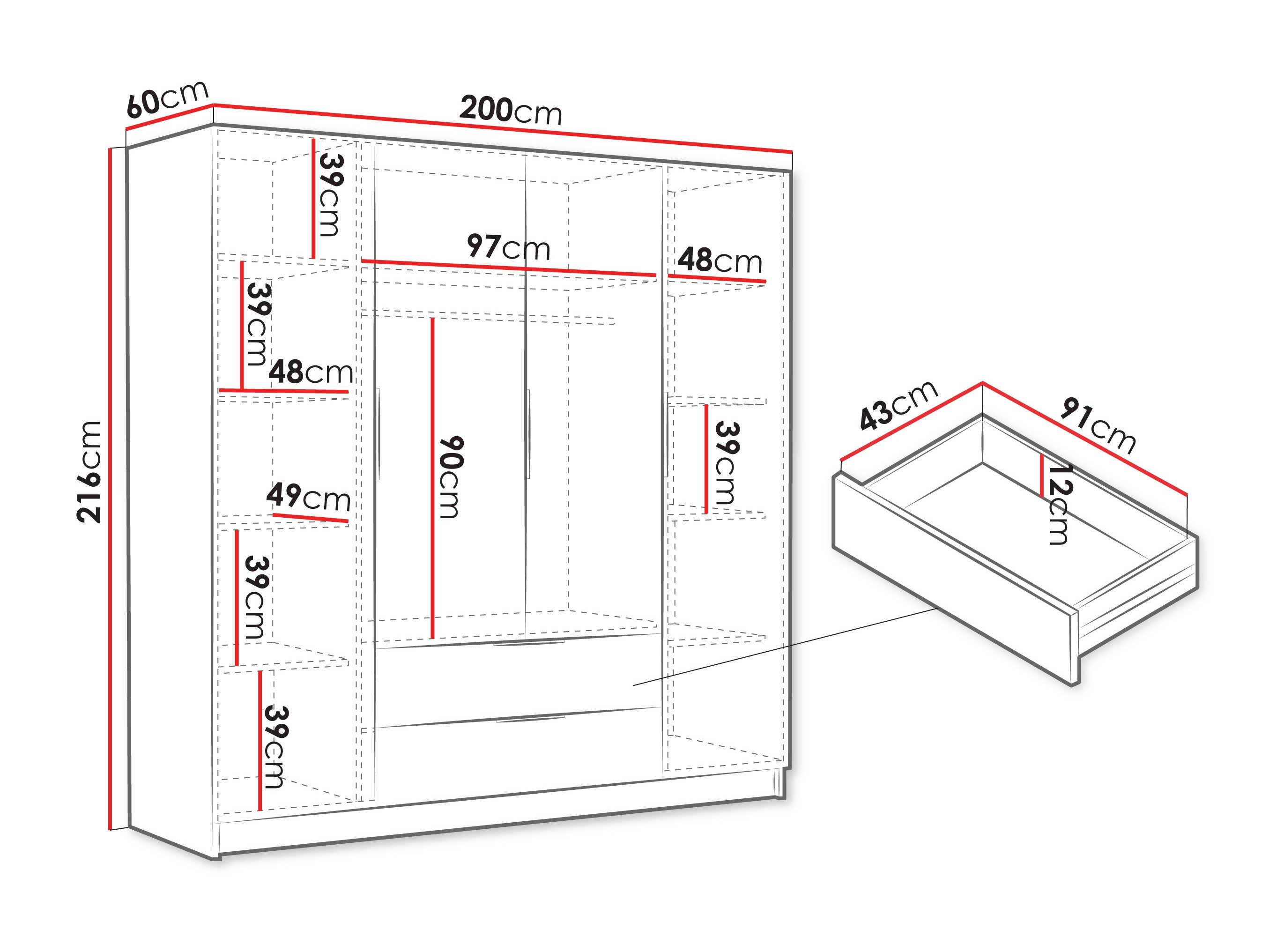Garderobeskab Closico Cadron I (Egetræ)