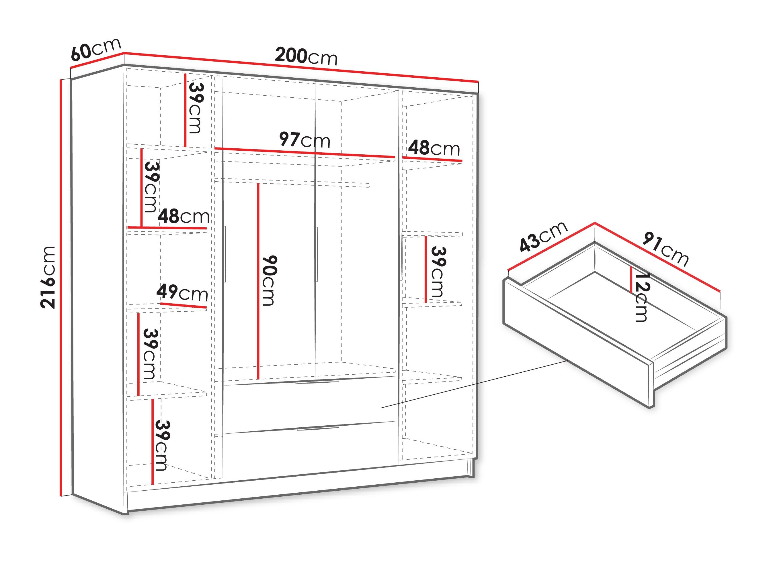 Garderobeskab Closico Cadron I (Hvid)