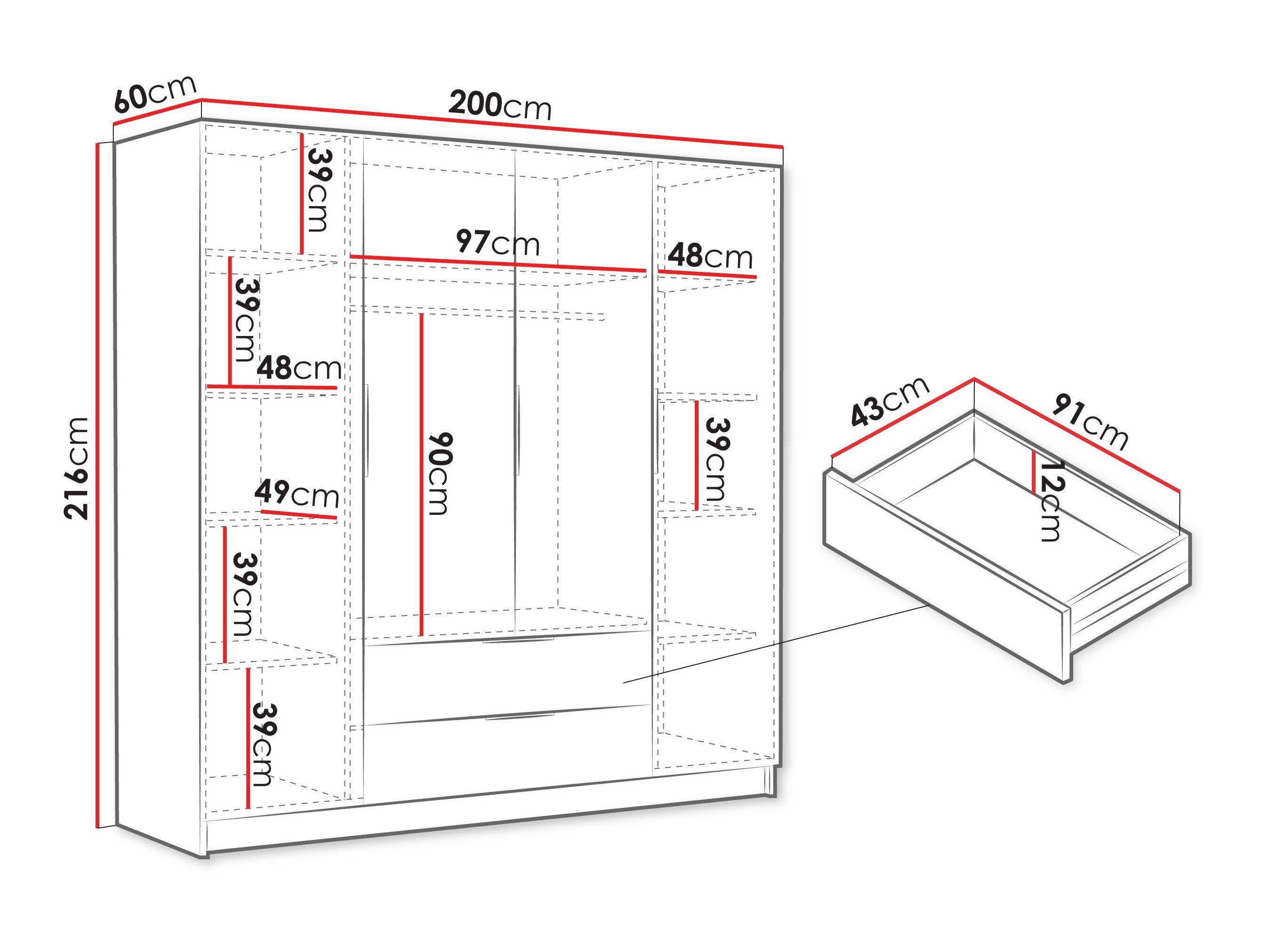 Garderobeskab Closico Cadron I (Sort)