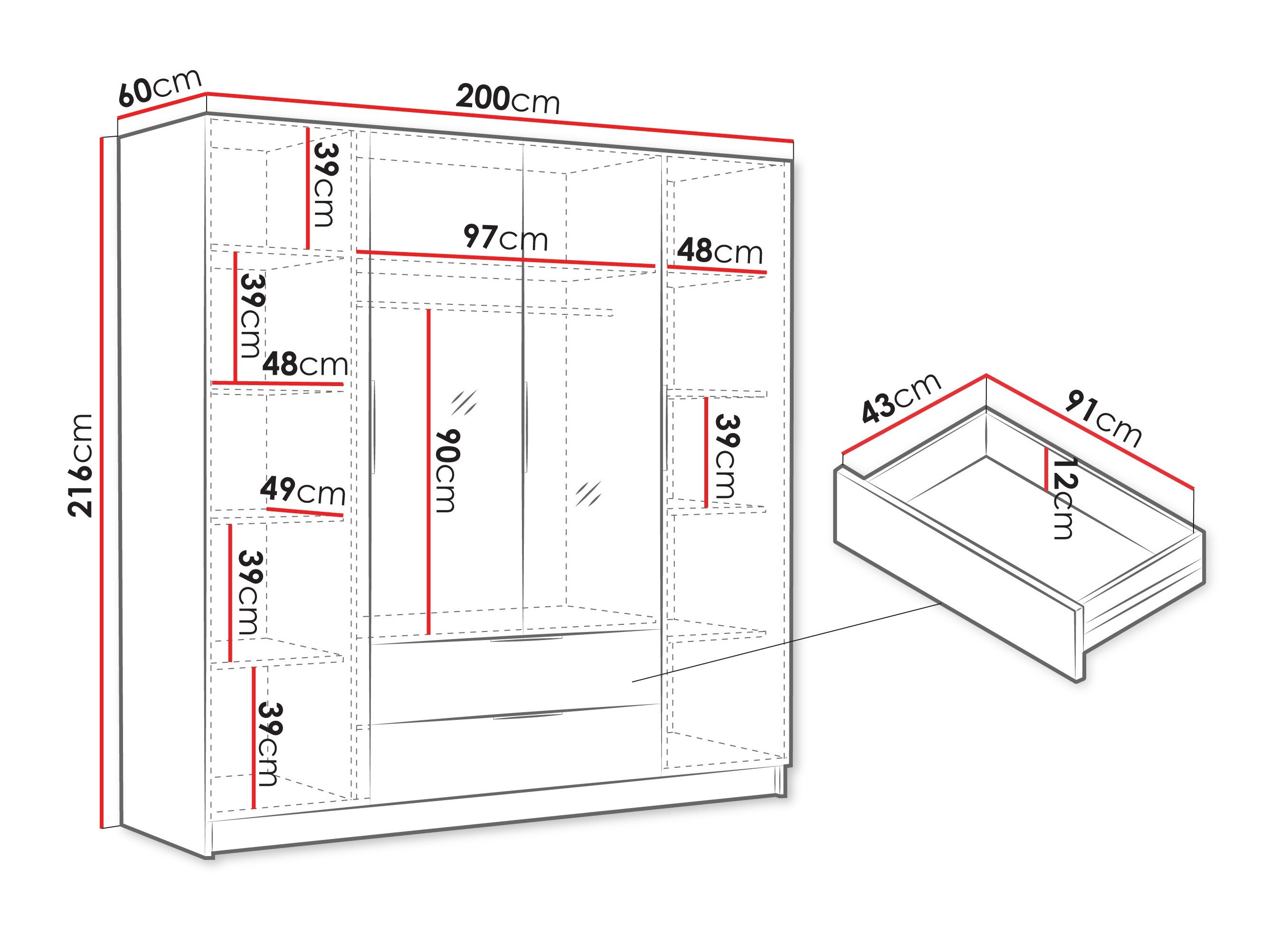 Garderobeskab Closico Cadron II (Egetræ)