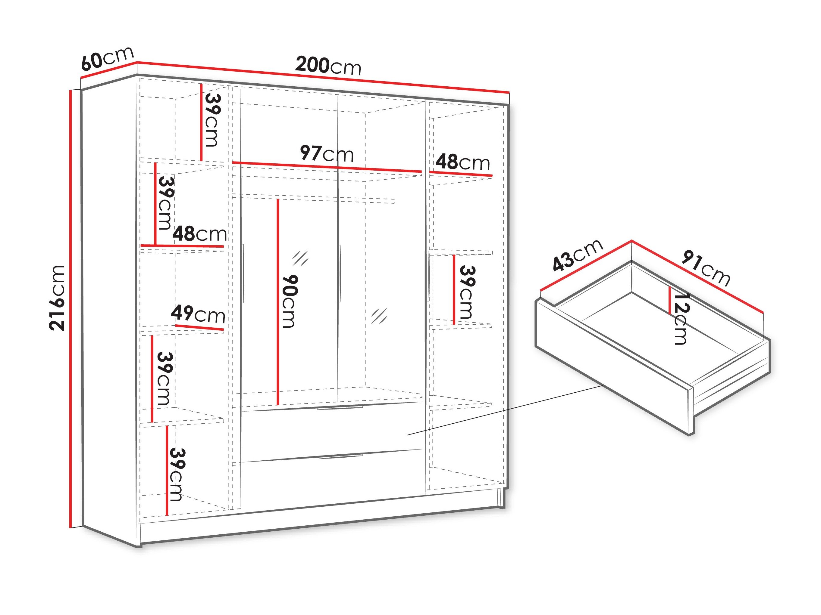 Kledingkast Closico Cadron II (Wit)