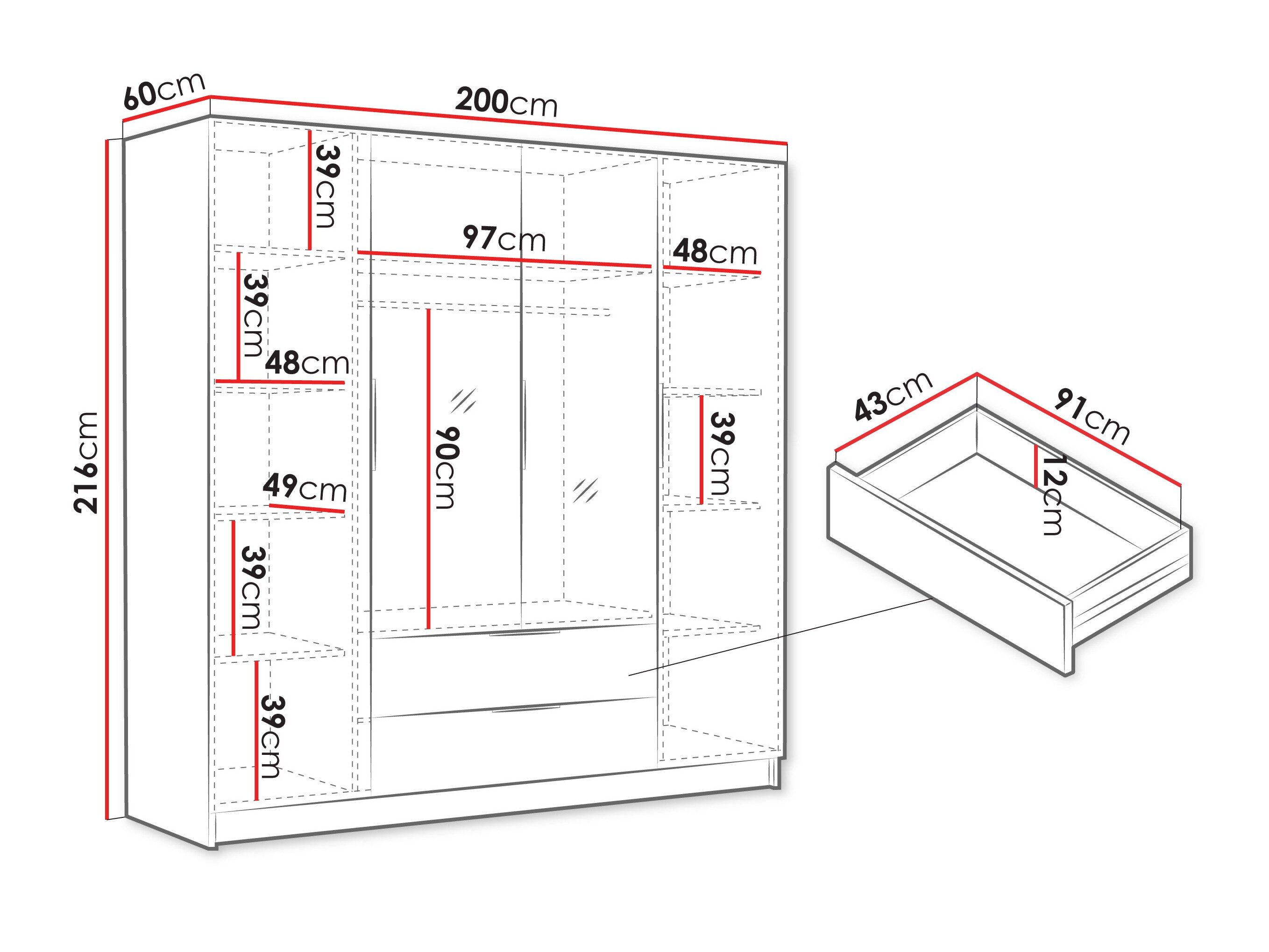 Kledingkast Closico Cadron II (Wit)