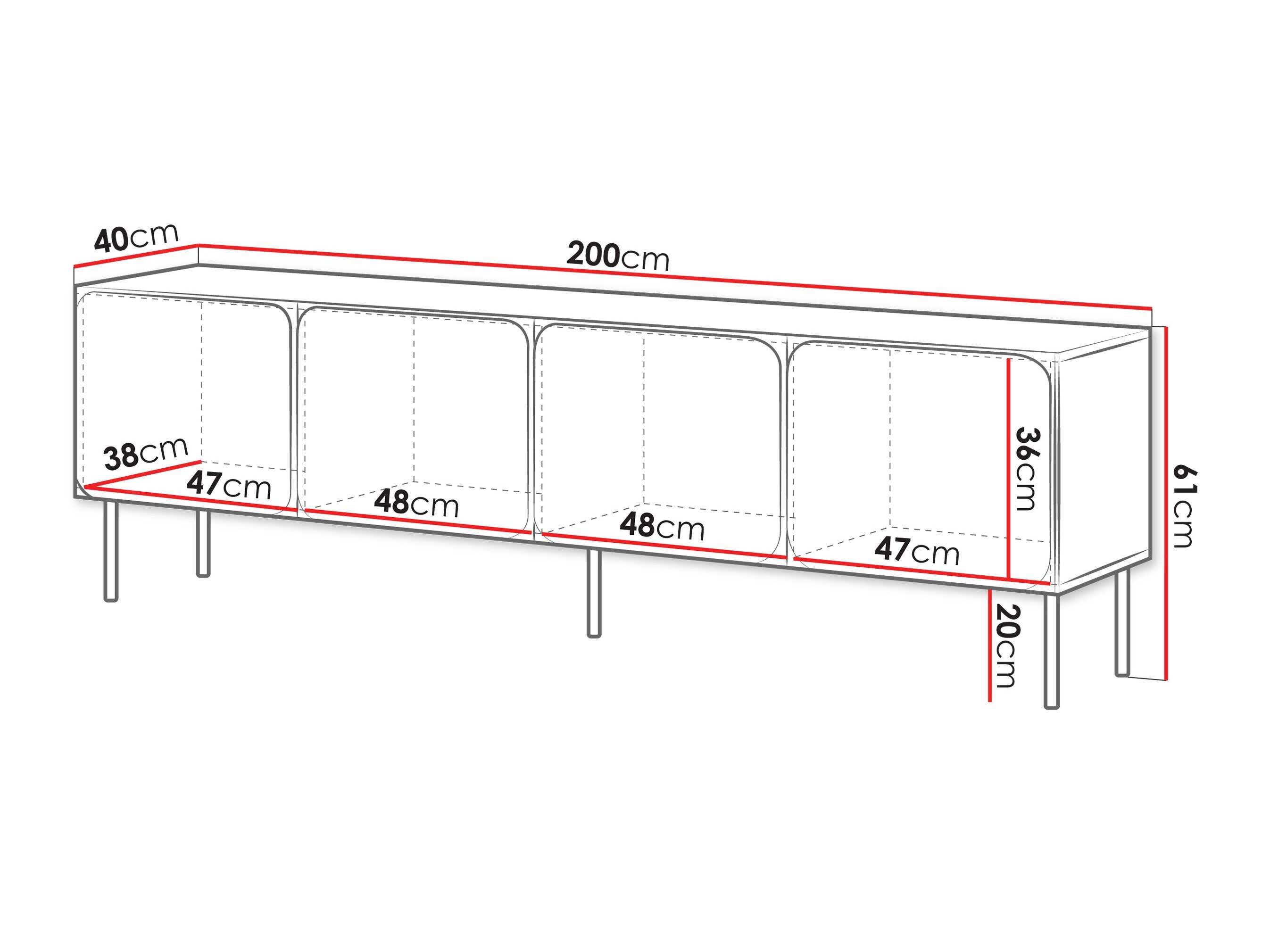 TV-bord Fentore 101 (Rød toscansk)