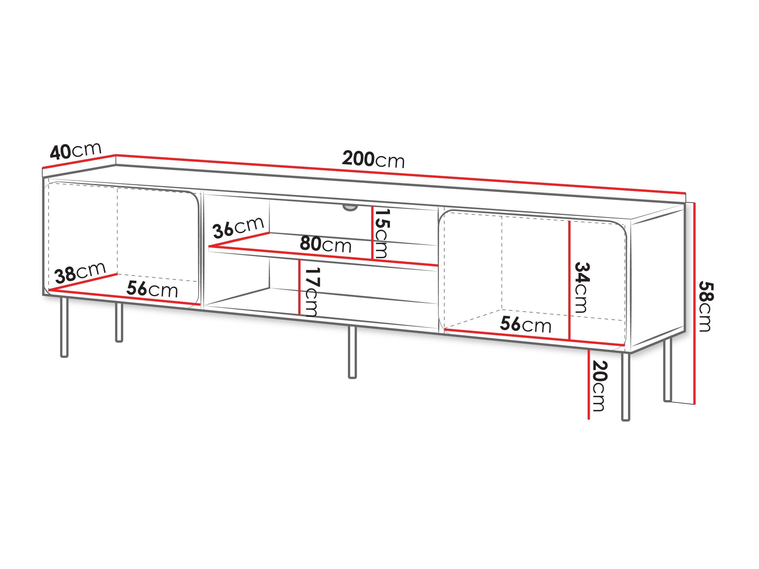 TV-bord Fentore 102 (Rød)