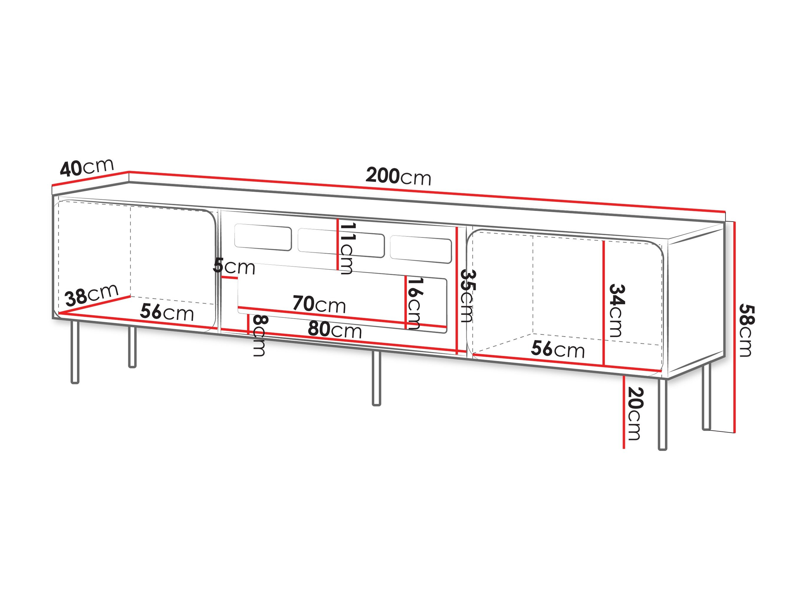TV-bord Fentore 104 (Rød toscansk)
