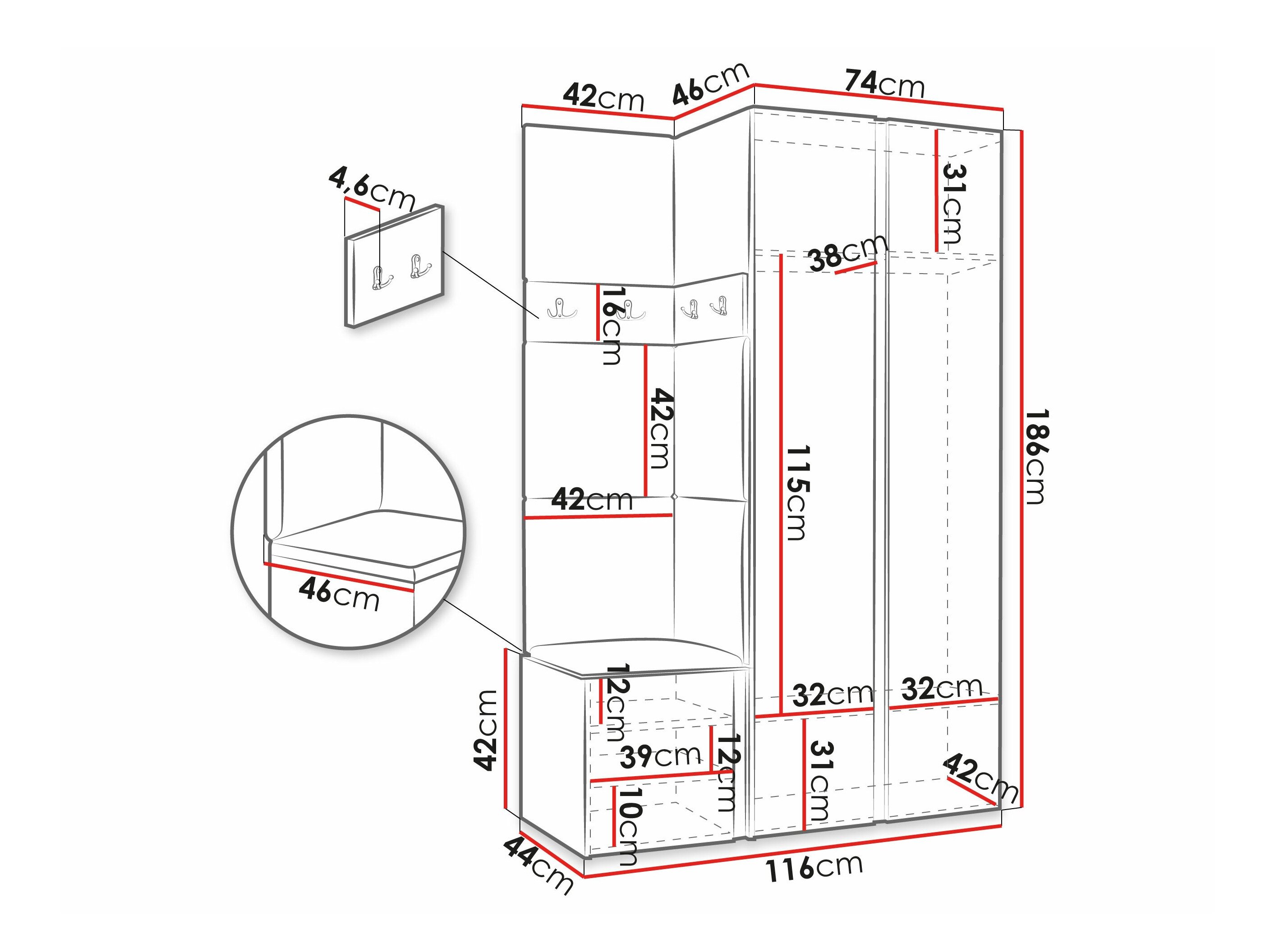 Entrésæt Hartford 350 (Artisan eg + Sort)