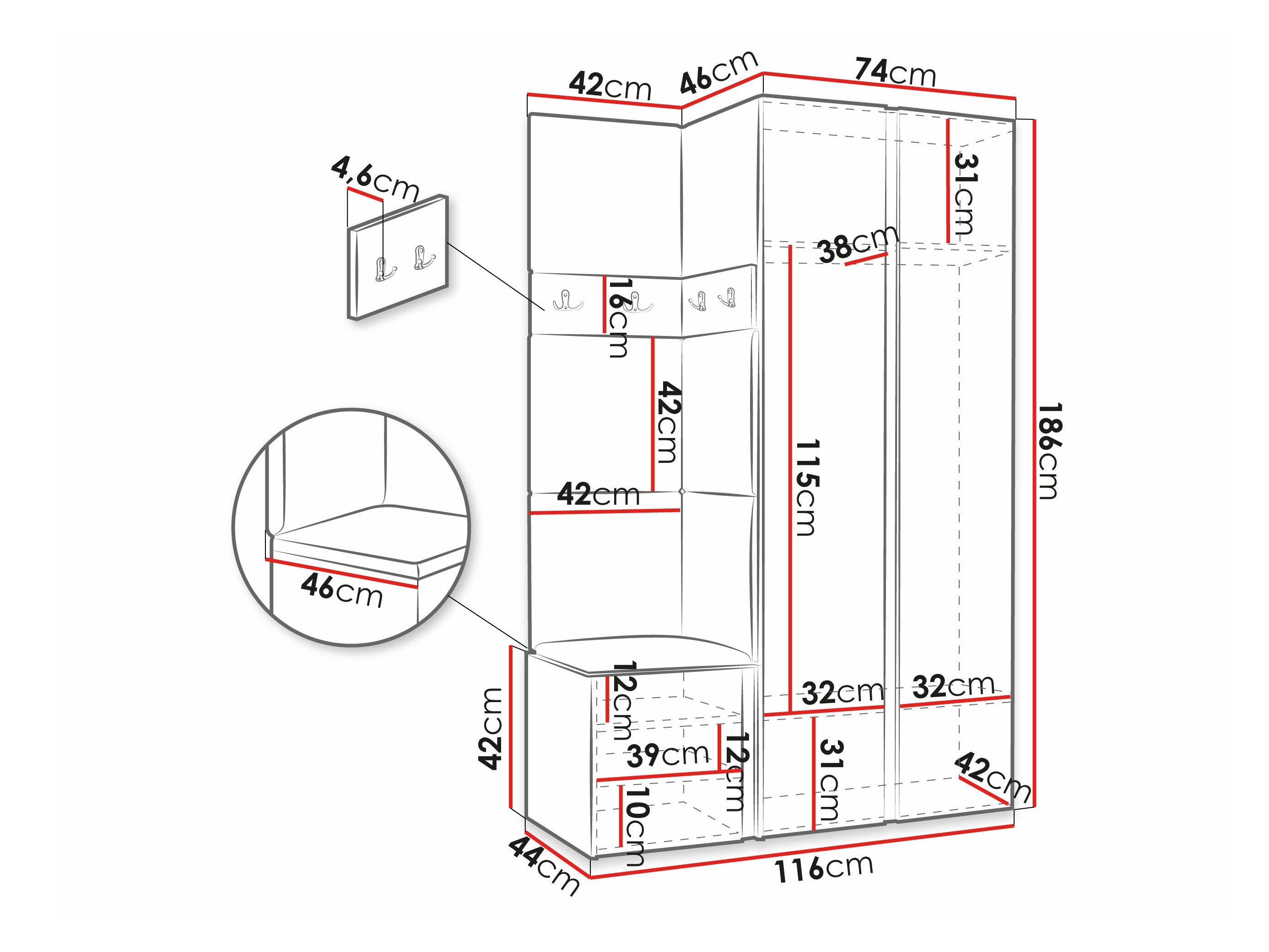 Entrésæt Hartford 350 (Artisan eg + Sort)