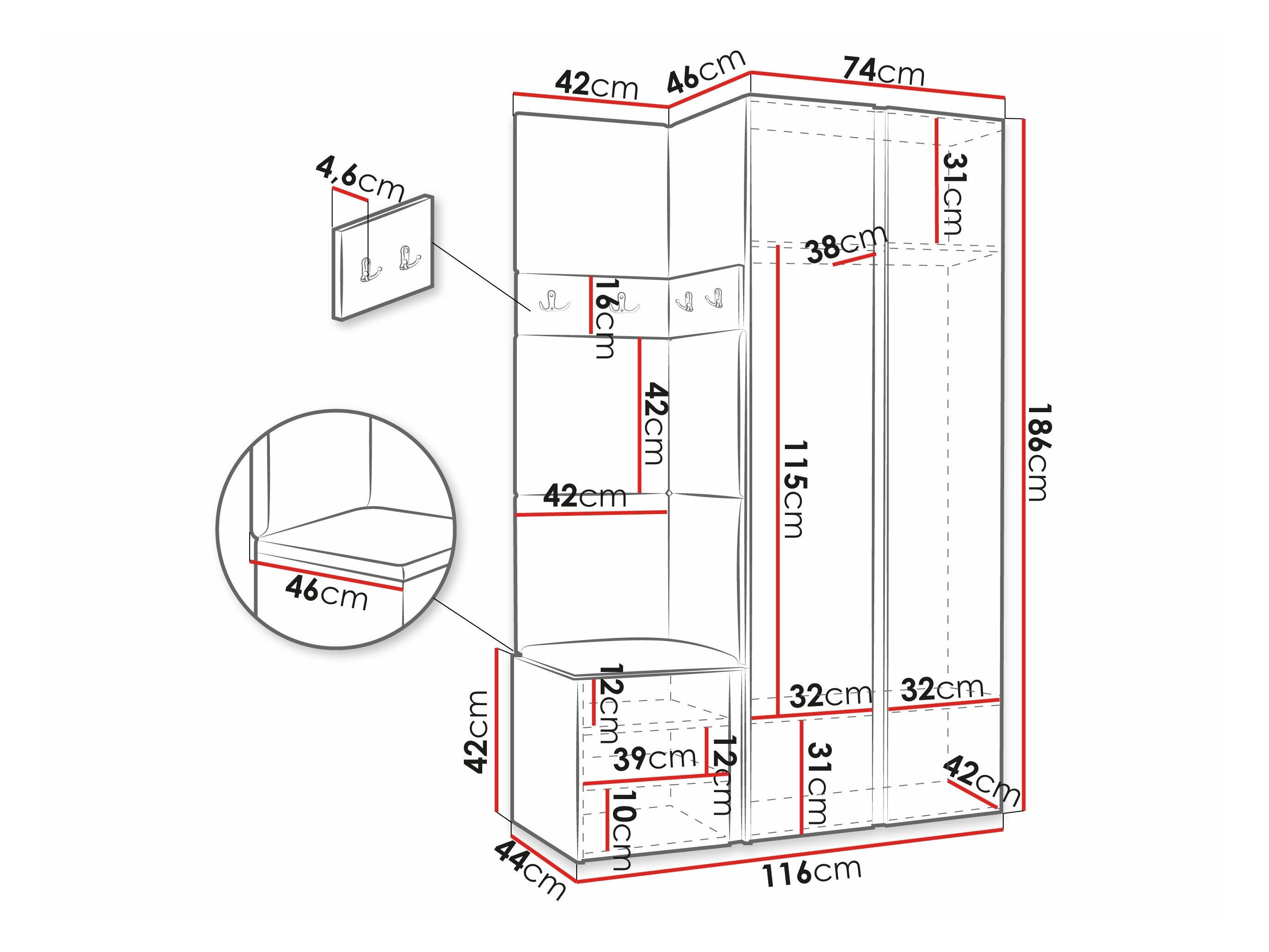 Entrésæt Hartford 350 (Artisan eg + Sort)