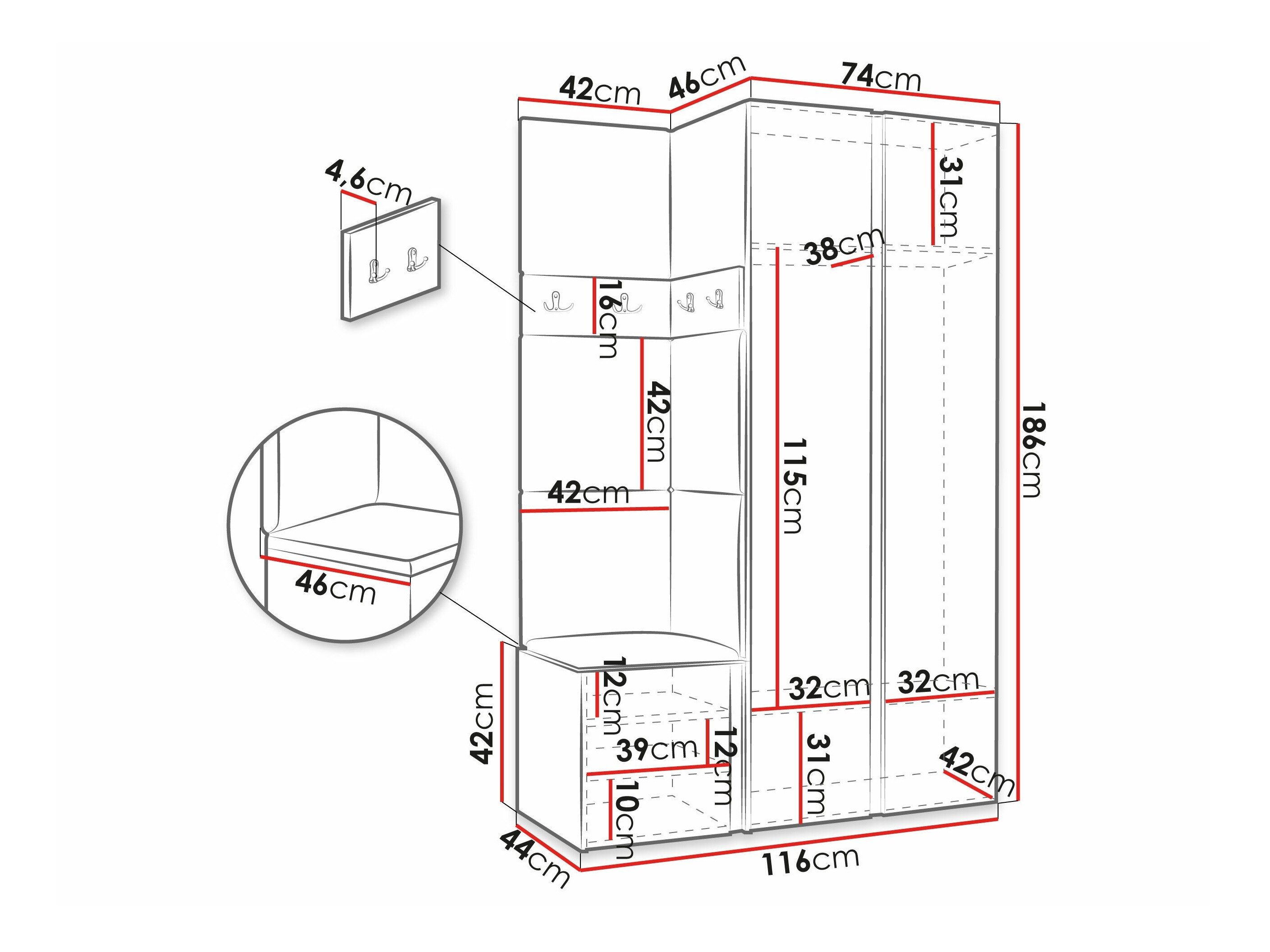 Entrésæt Hartford 350 (Artisan eg + Sort)