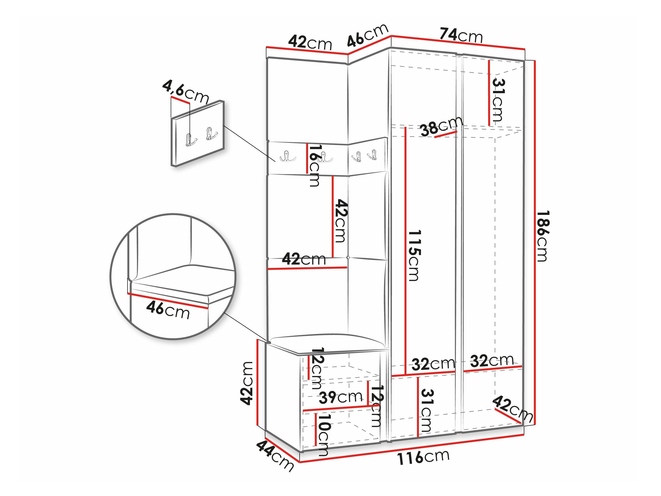 Entrésæt Hartford 350 (Artisan eg + Sort)