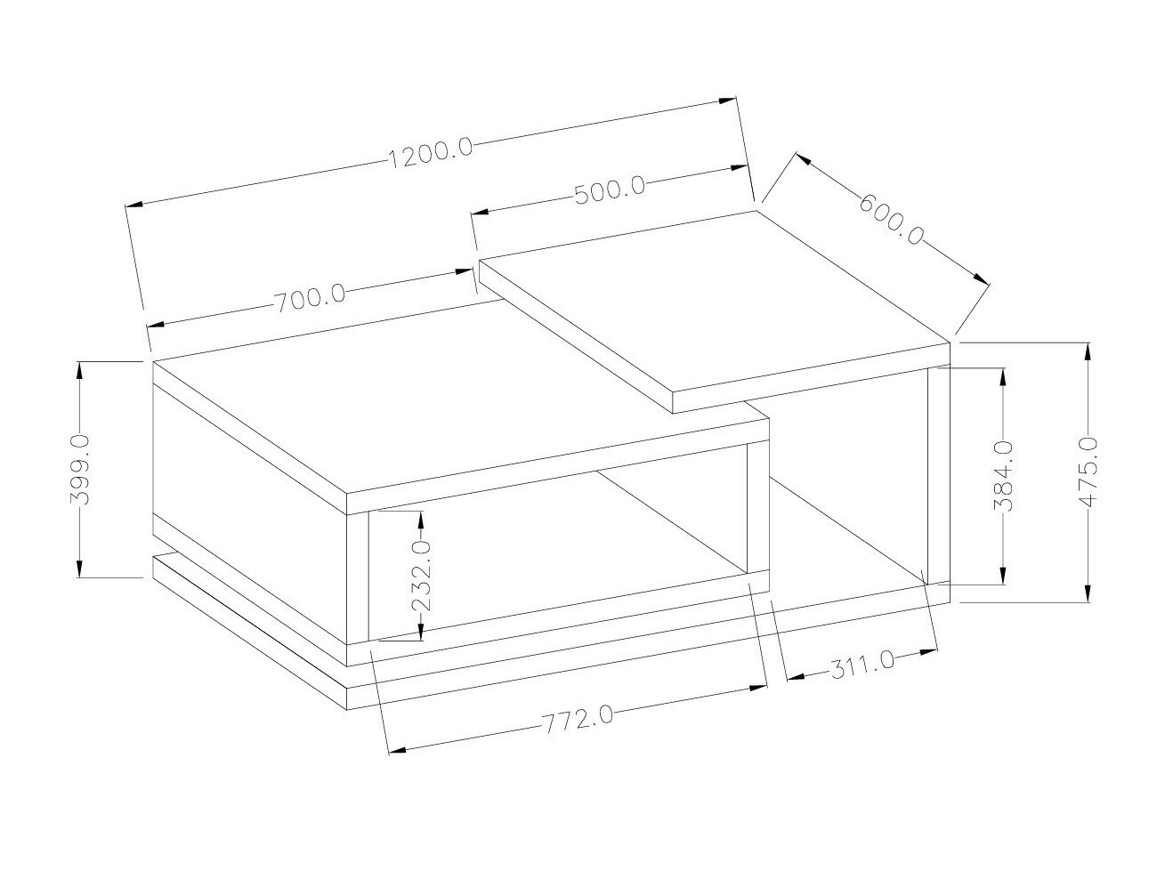 Sofabord Lutiva 104 (Antracit + Ribbec egetræ)