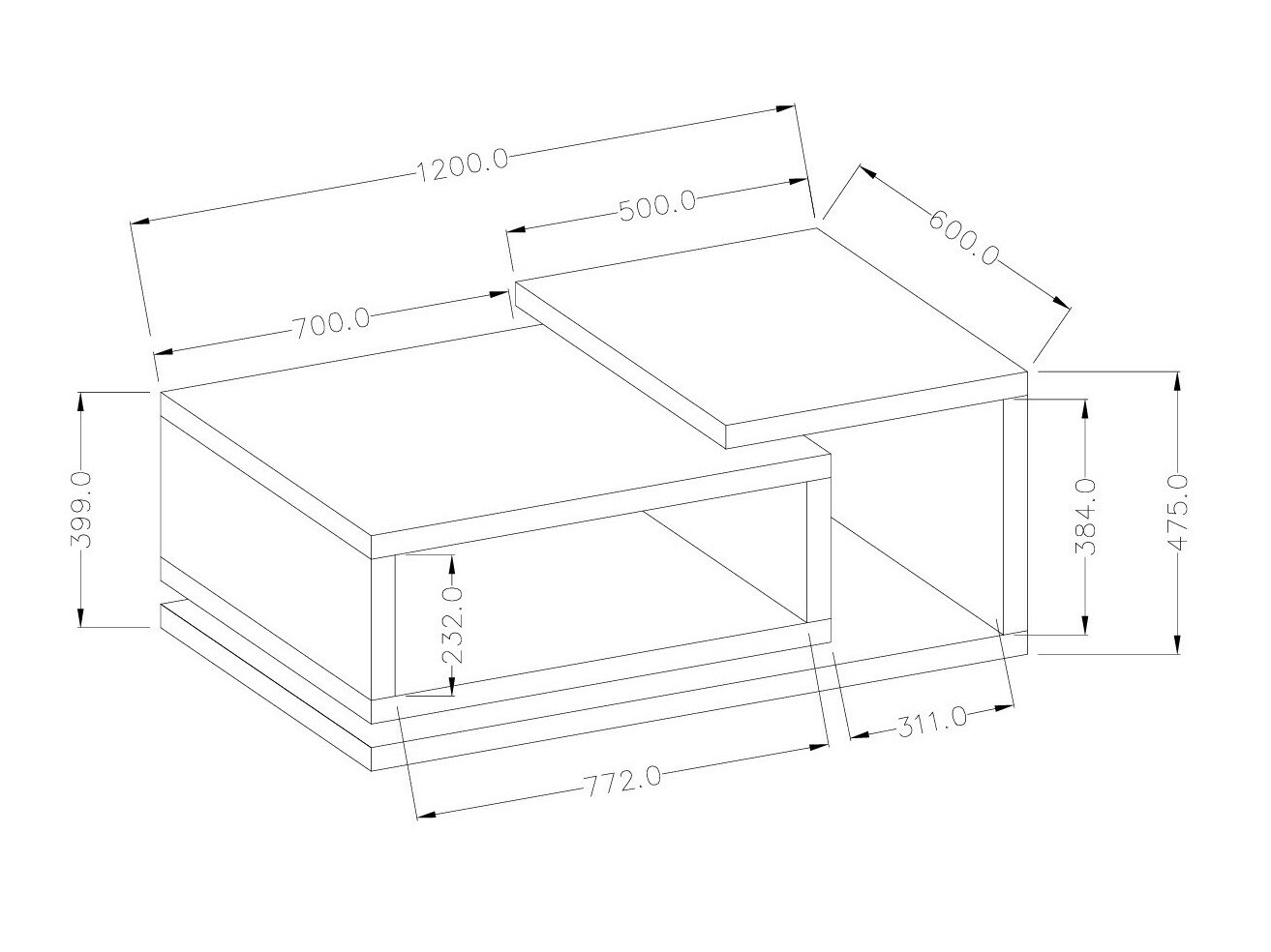 Sofabord Lutiva 104 (Mat sort)