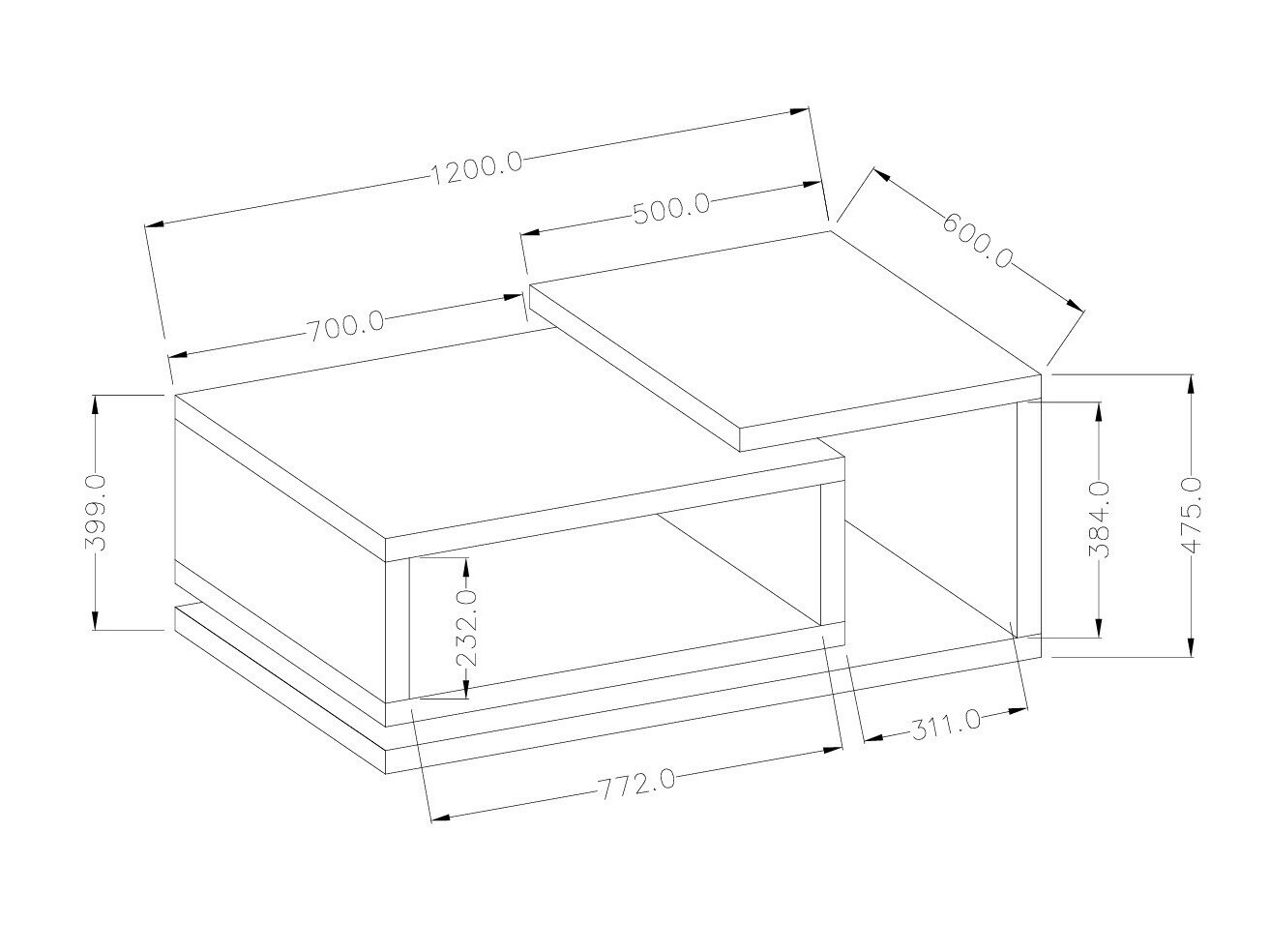 Sofabord Lutiva 104 (Matera grå + Mørk gran)