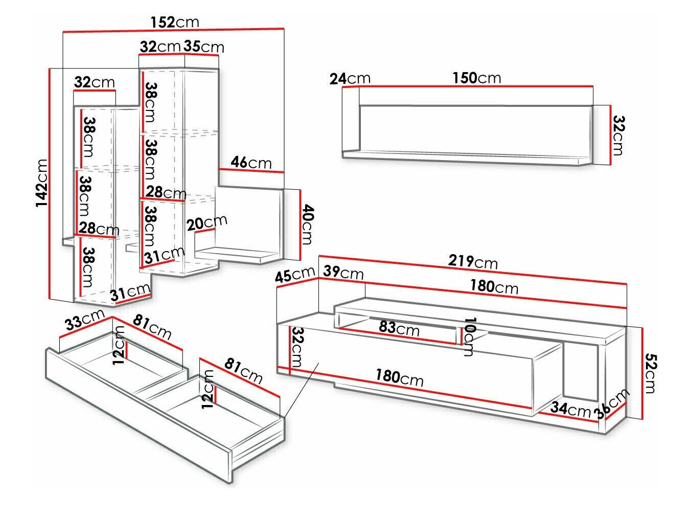 Stuemøbelsæt Lutiva 100 (Eukalyptus + Egetræ)