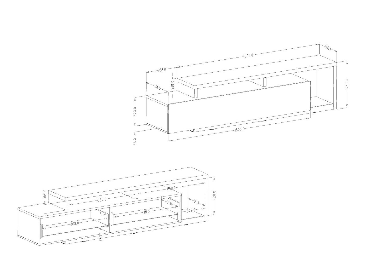 TV-bord Lutiva 103 (Hvid + Beton)