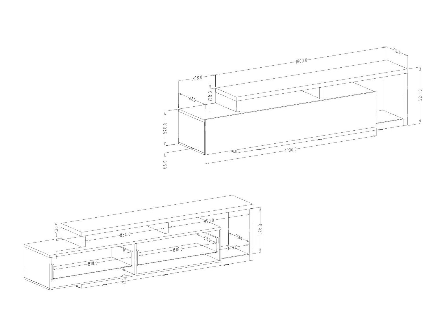 TV-bord Lutiva 103 (Matera grå + Mørk gran)