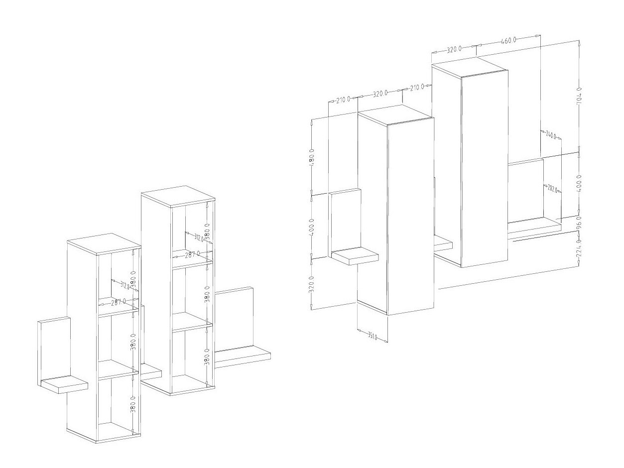 Vægskab Lutiva 101 (Antracit + Ribbec egetræ)
