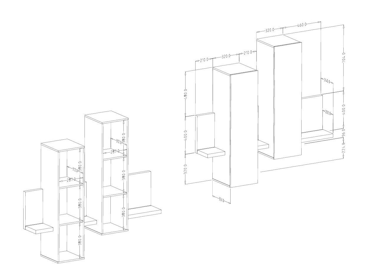 Vægskab Lutiva 101 (Hvid + Beton)