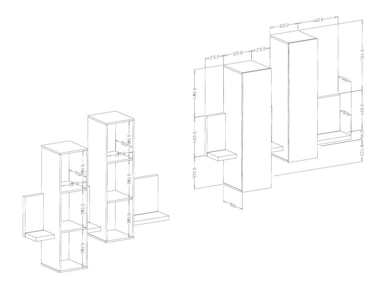 Vægskab Lutiva 101 (Matera grå + Mørk gran)