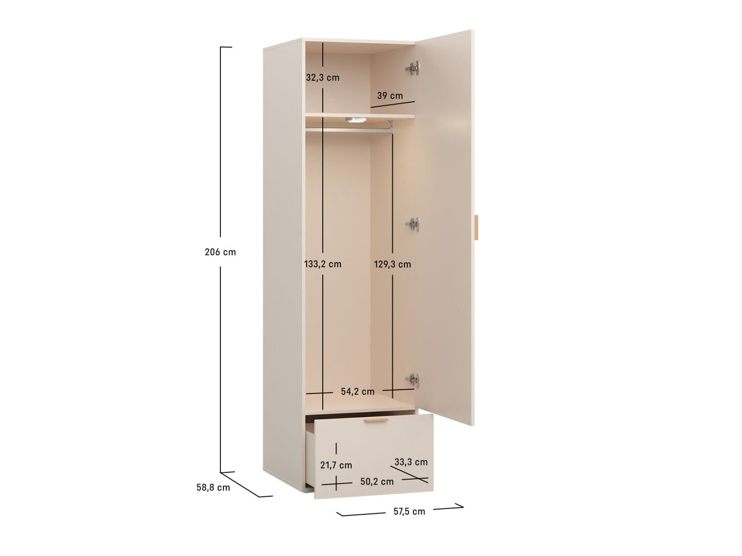 Kleiderschrank Veldalo 108 (Eichenholzoptik hell)