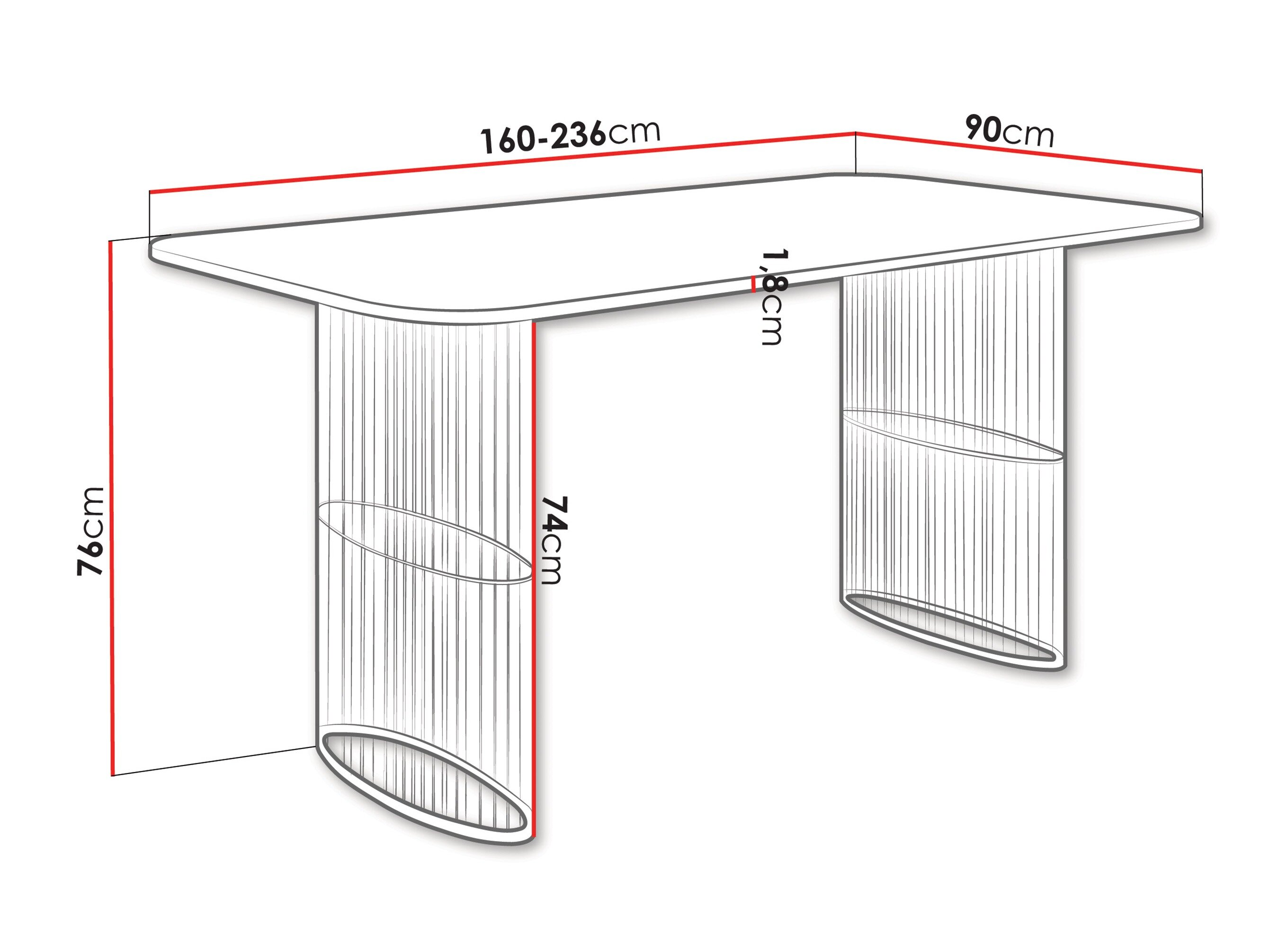 Tafel Oswego 163 (Wit marmer)