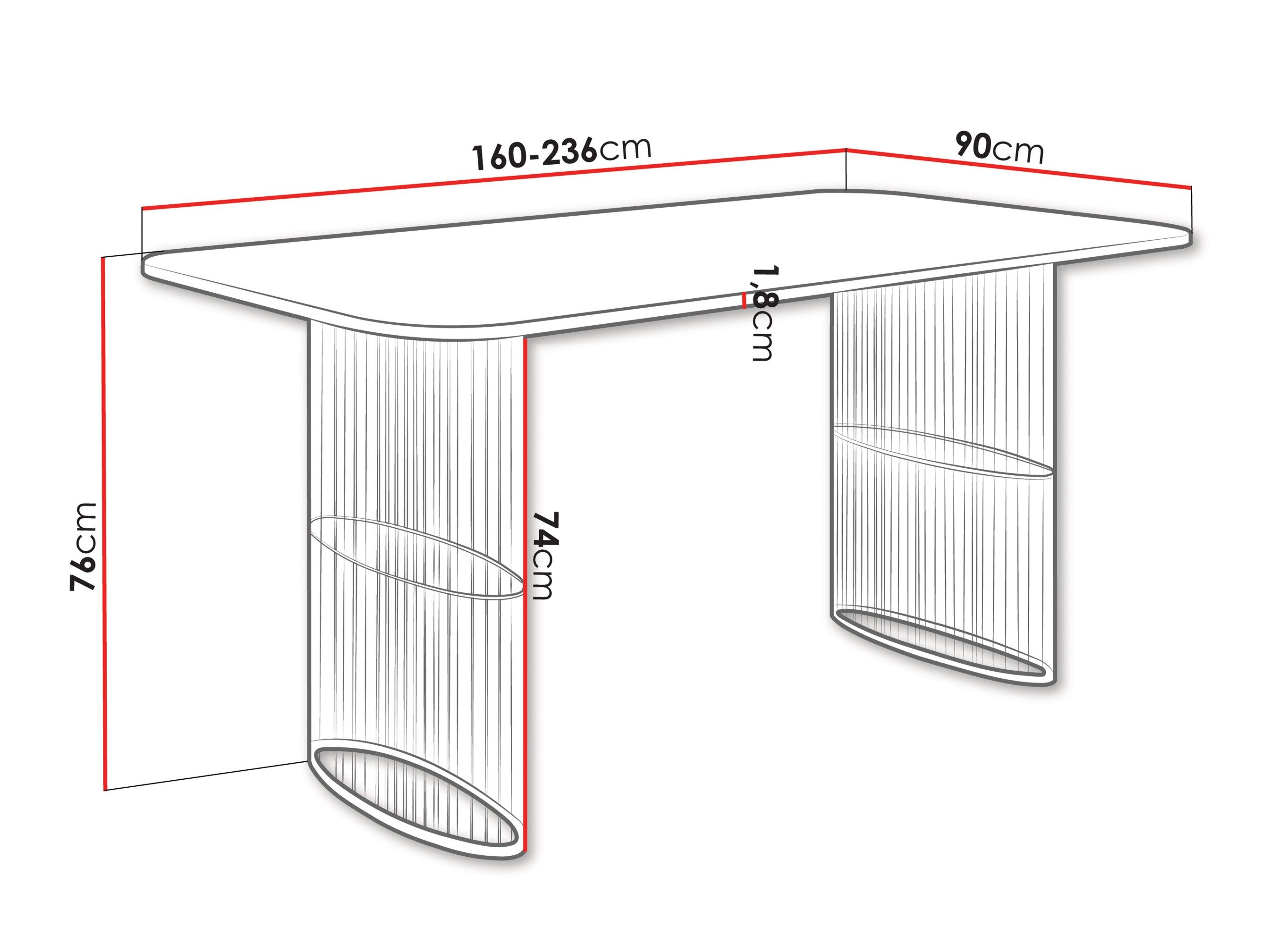 Tafel Oswego 163 (Zwart marmer)