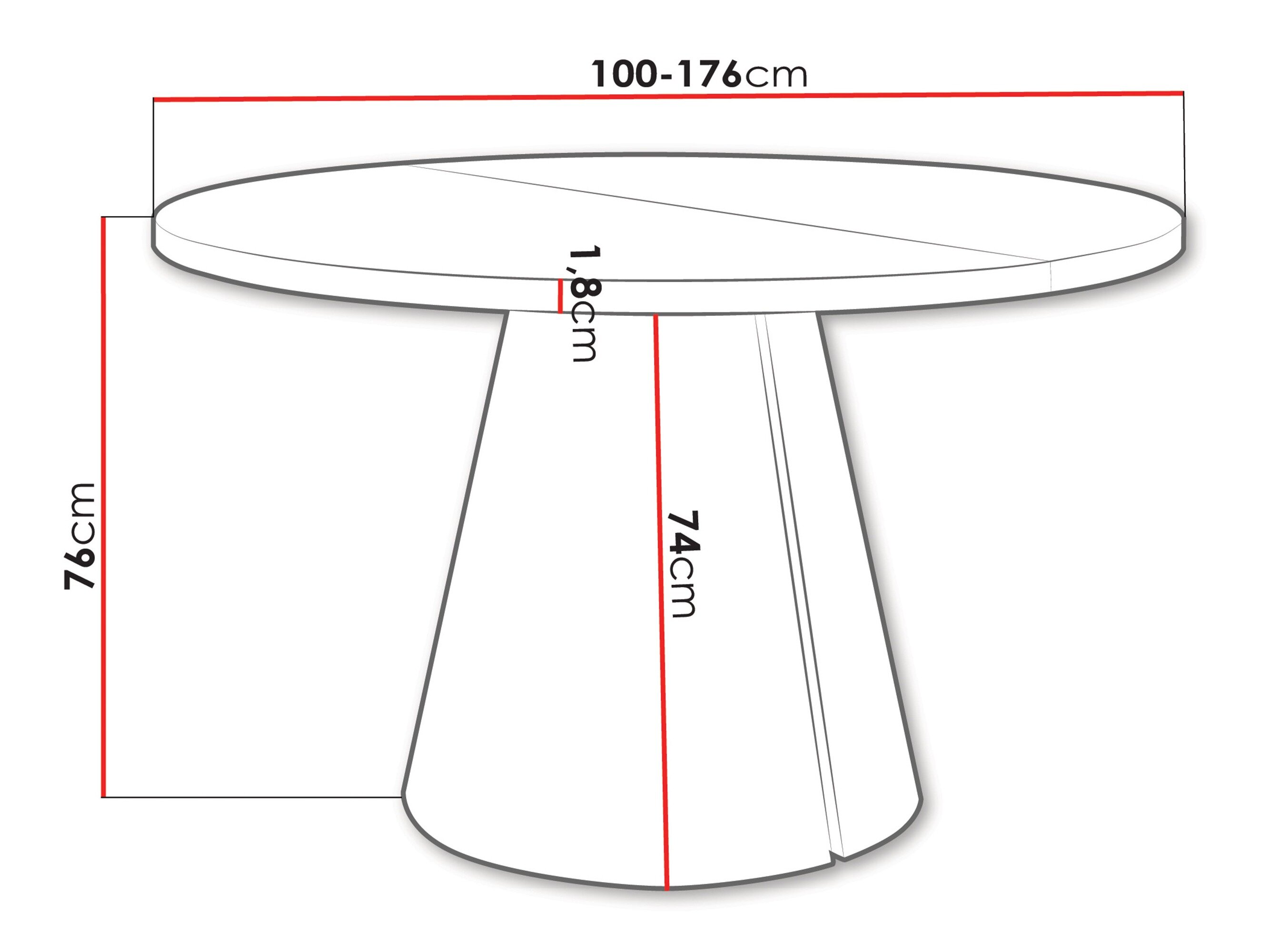 Bord Oswego 166 (Hvid)