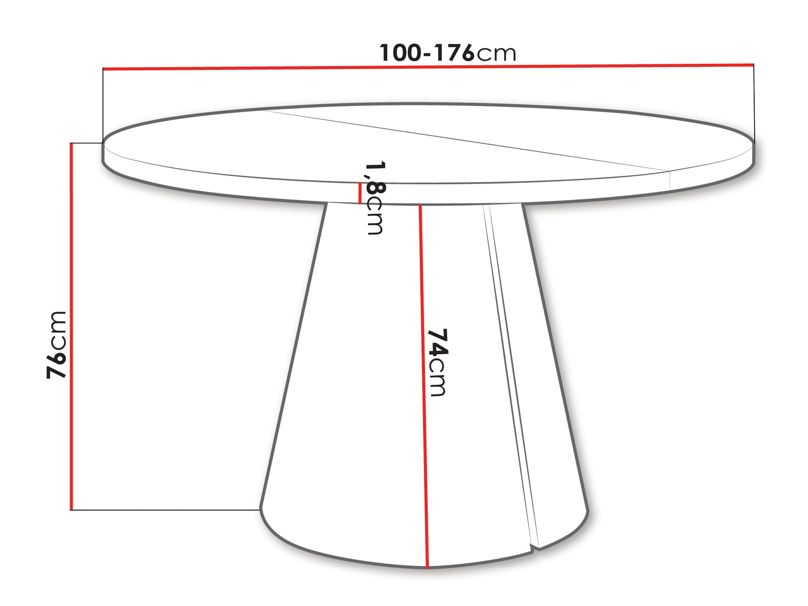 Tafel Oswego 165 (Wit)