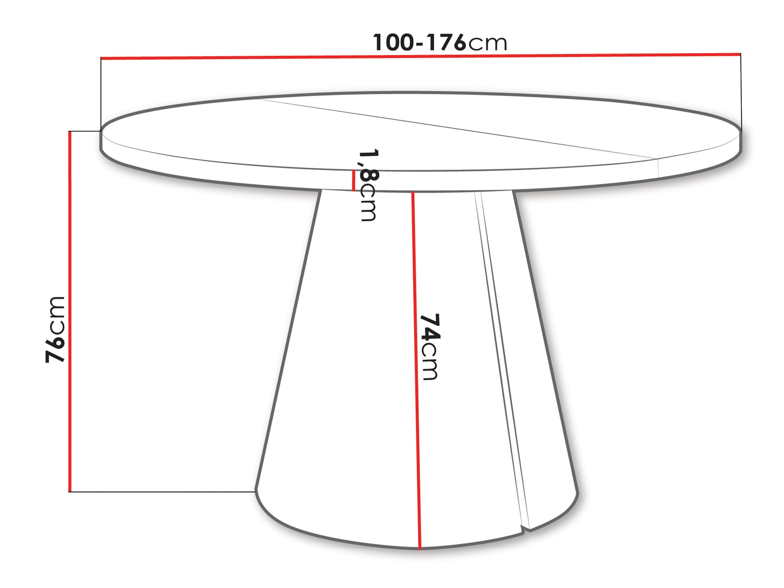 Tafel Oswego 165 (Zwart marmer)