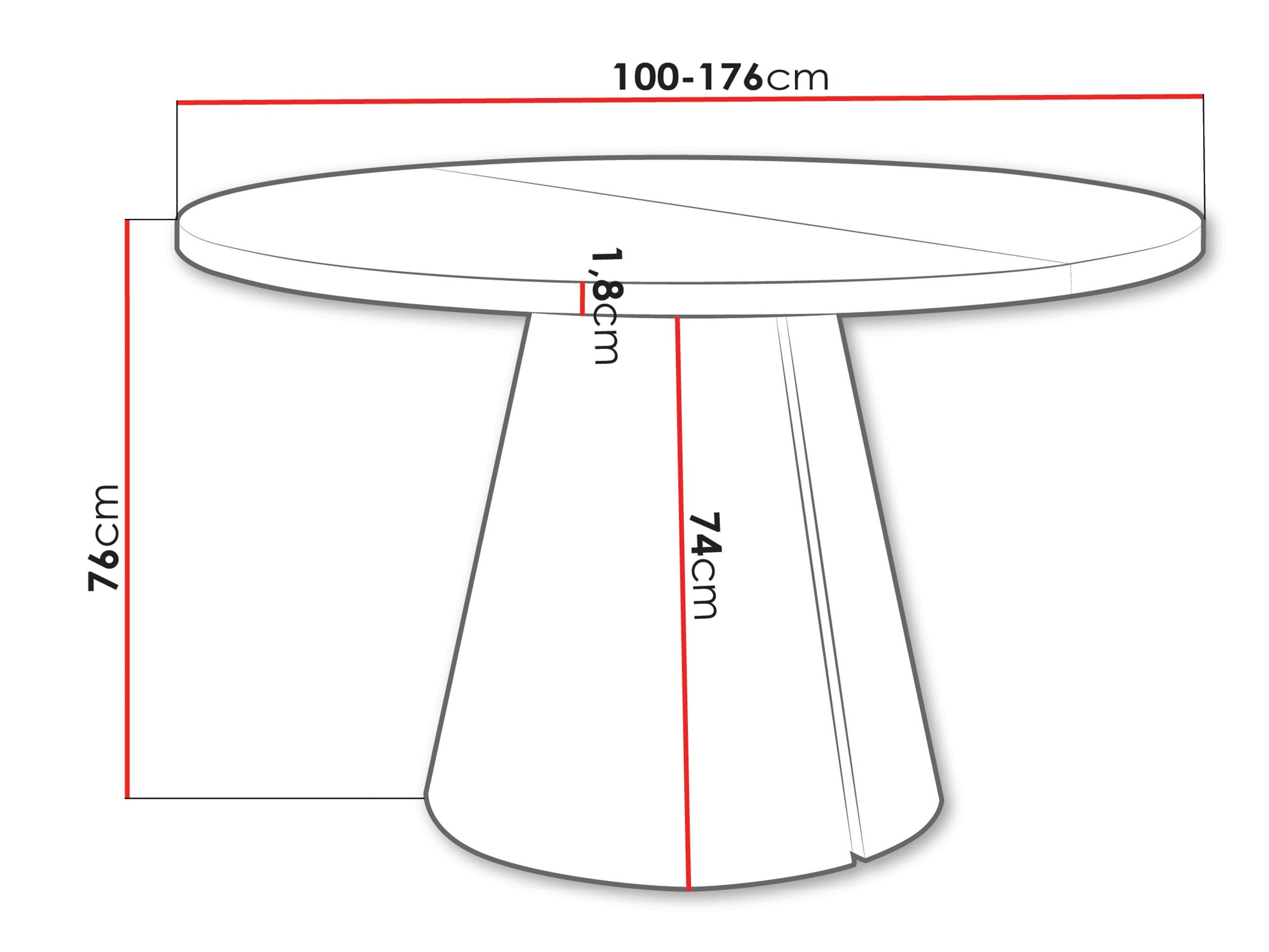 Tafel Oswego 165 (Zwart)
