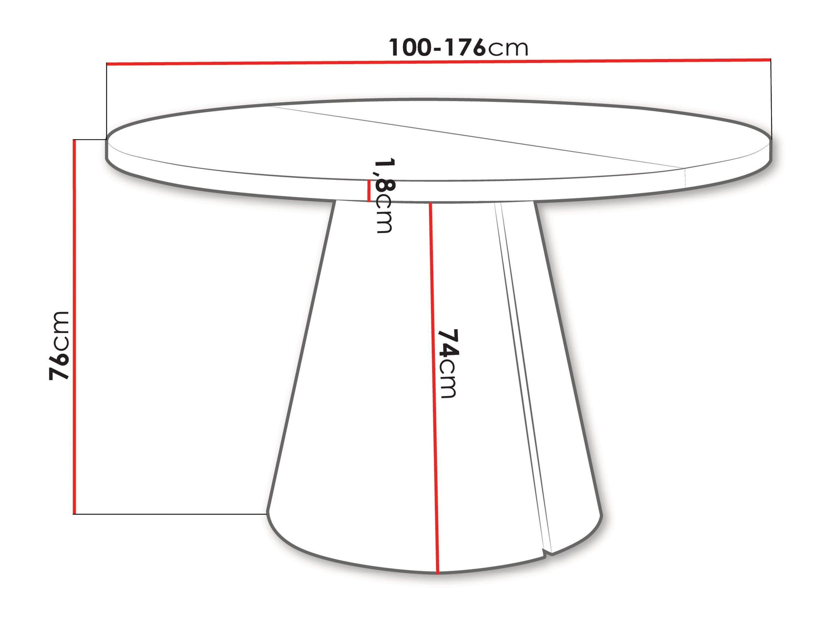 Tafel Oswego 166 (Wit marmer)