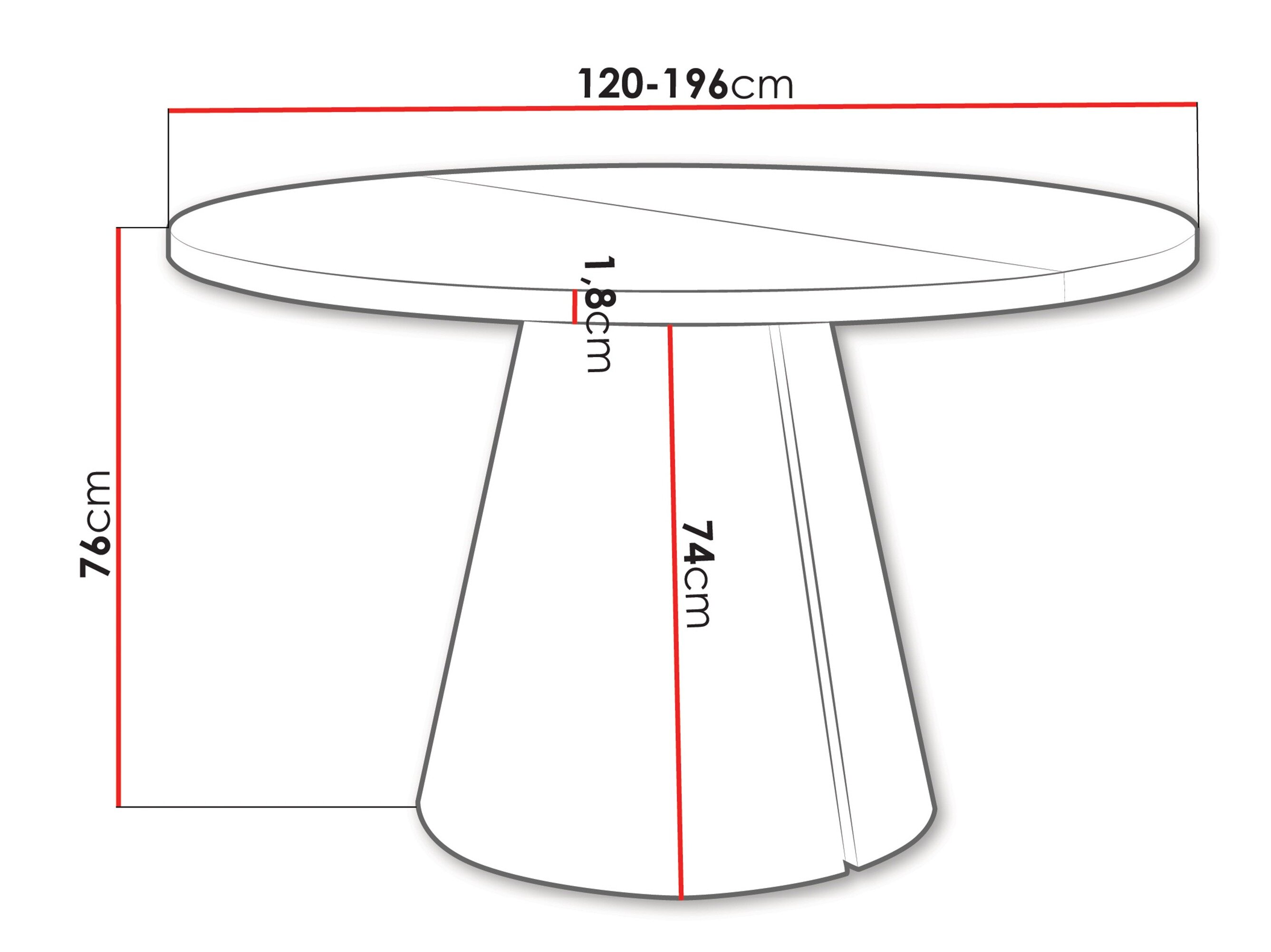 Tafel Oswego 167 (Zwart)