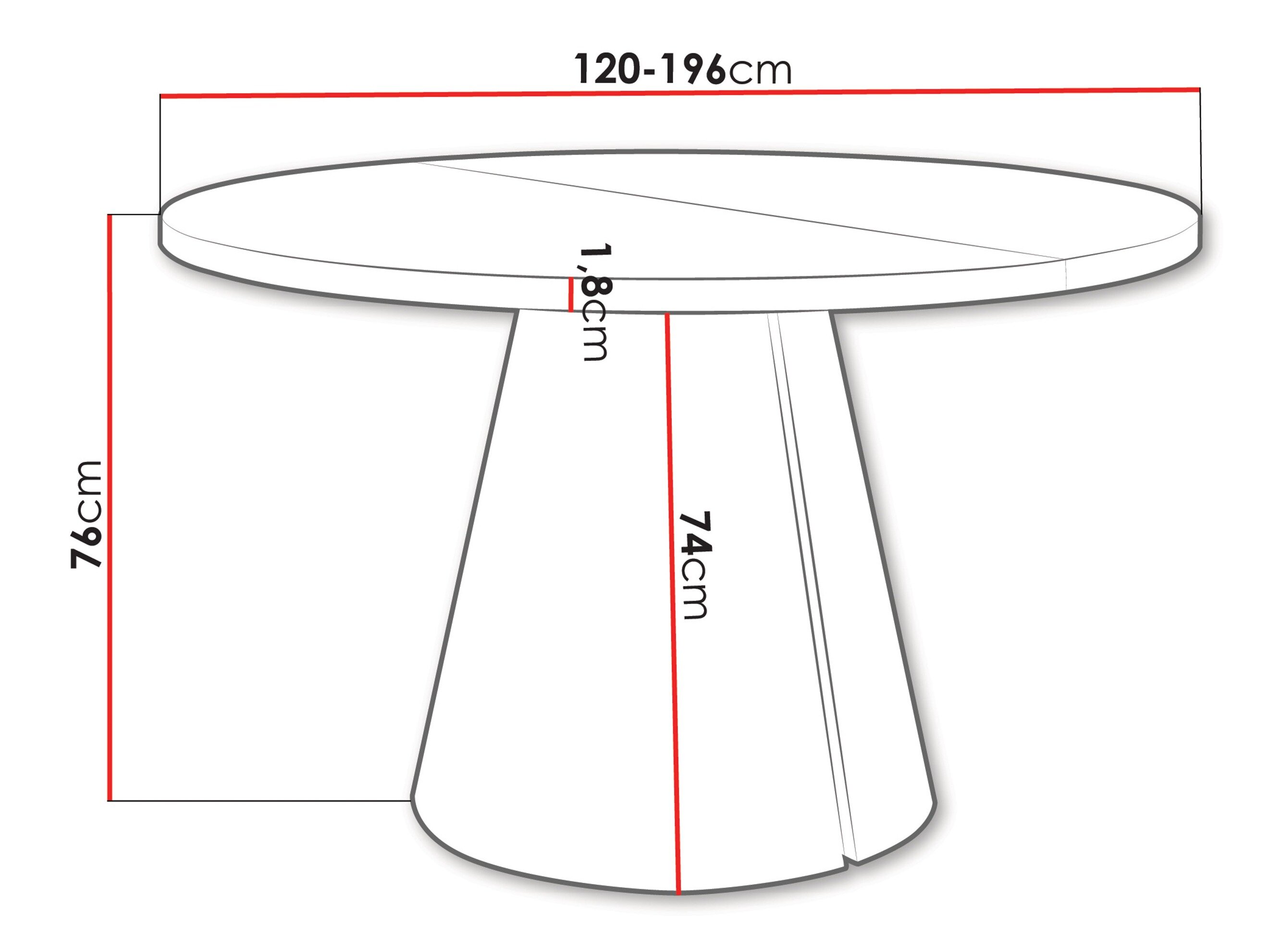 Bord Oswego 168 (Hvid)