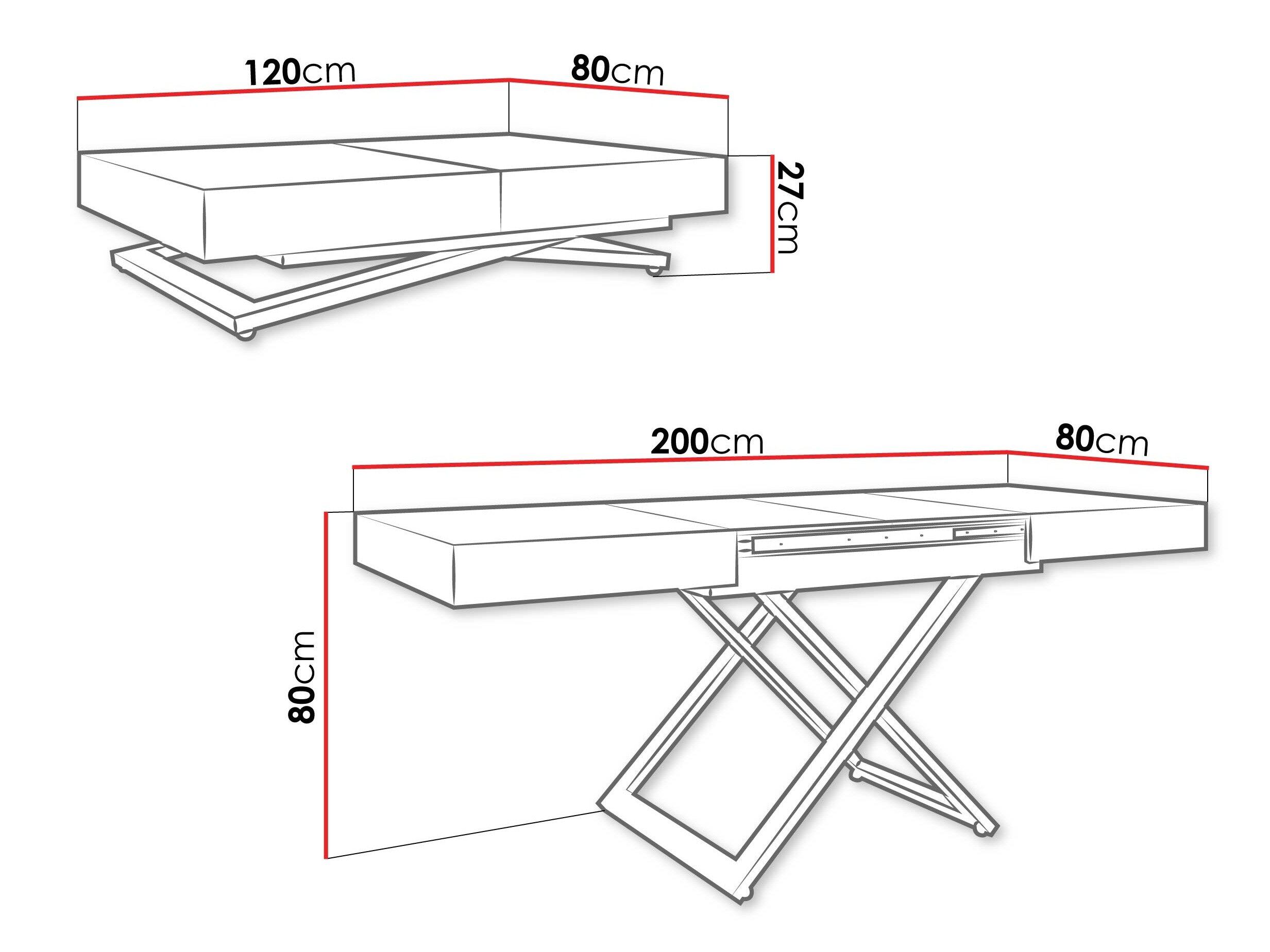 Transformeerbare salontafel Oswego 171 (Zwart)
