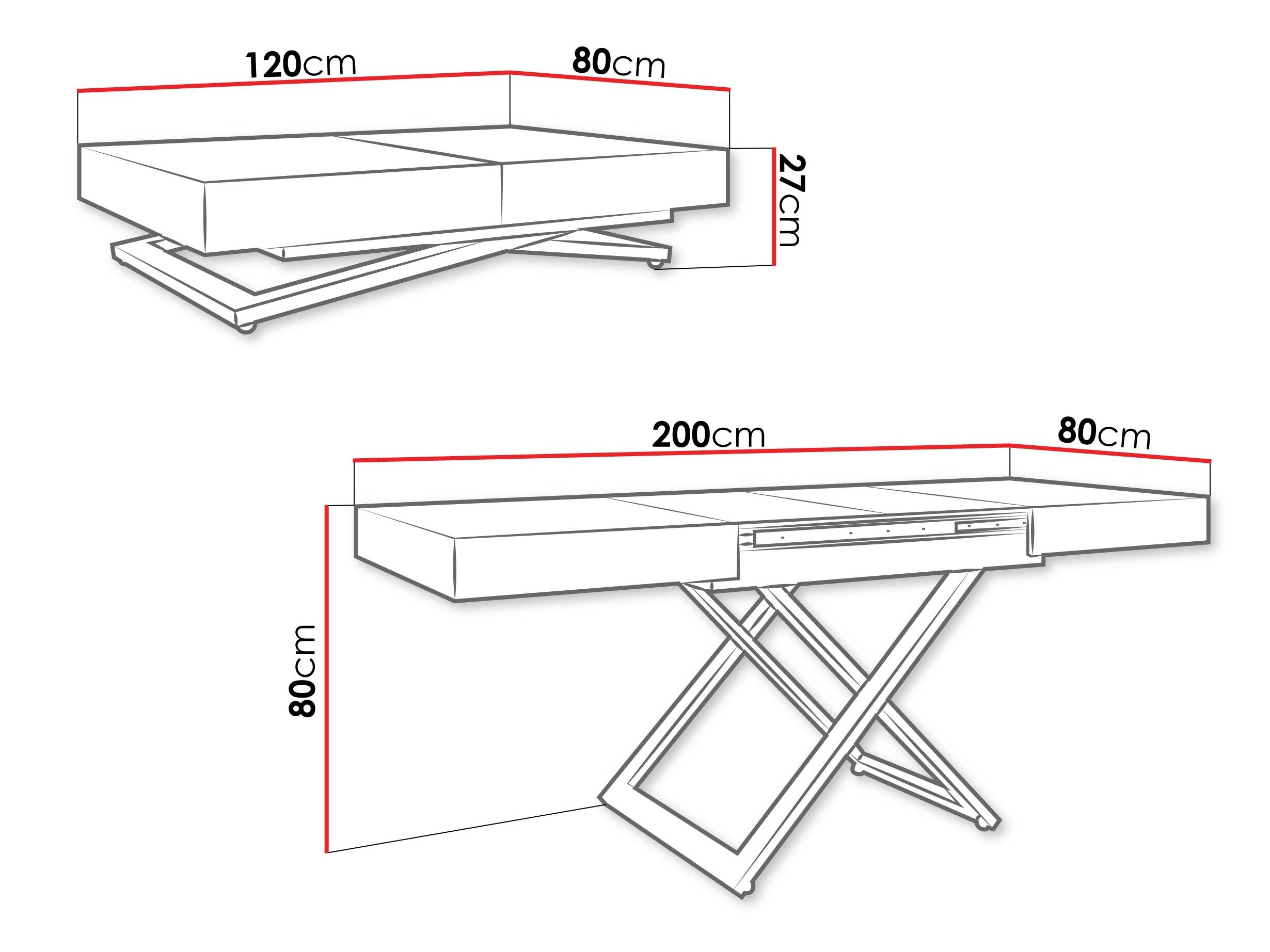 Transformeerbare salontafel Oswego 173 (Zwart)